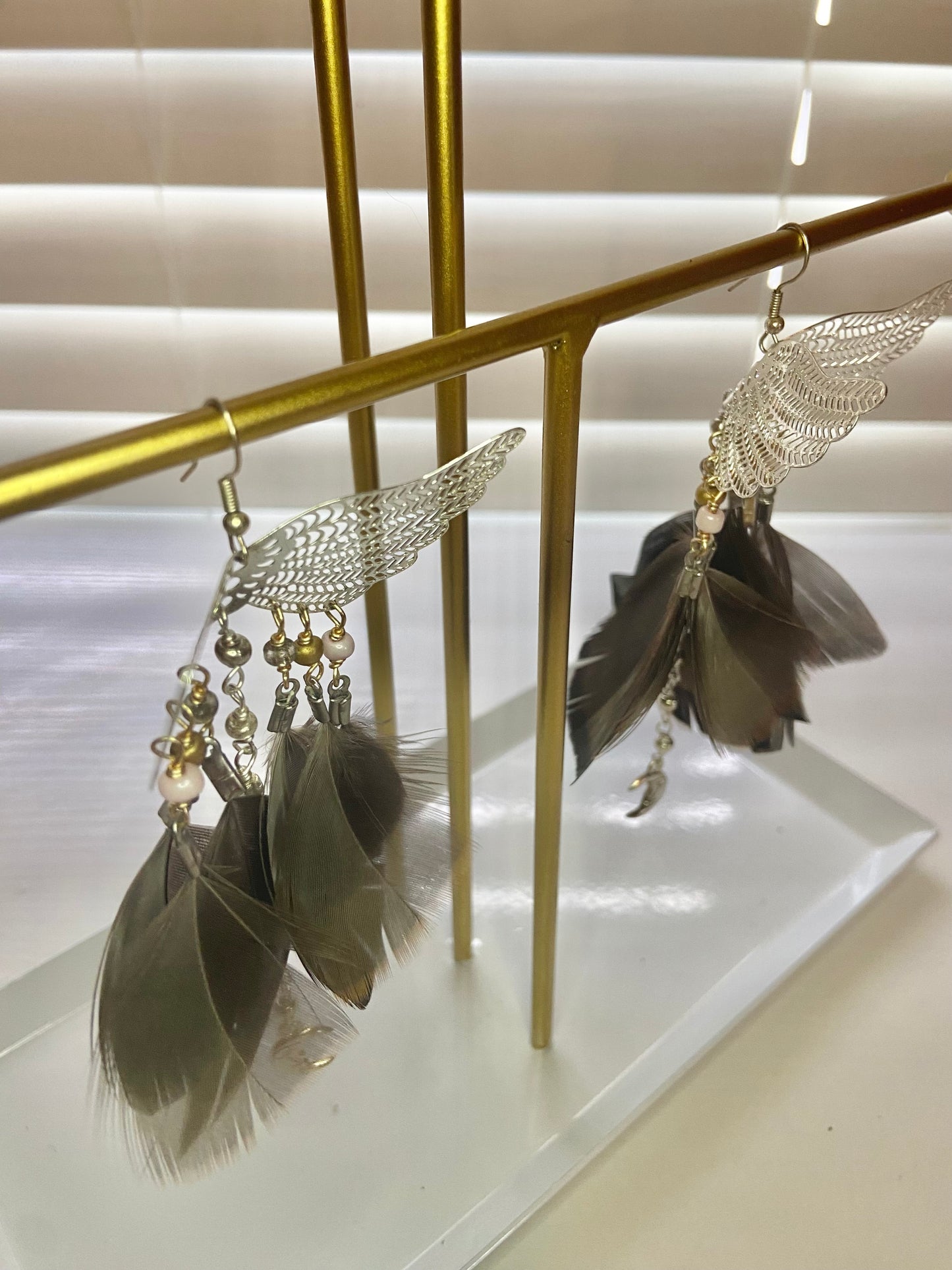 Turkey Feather Phoenix Rising Earrings