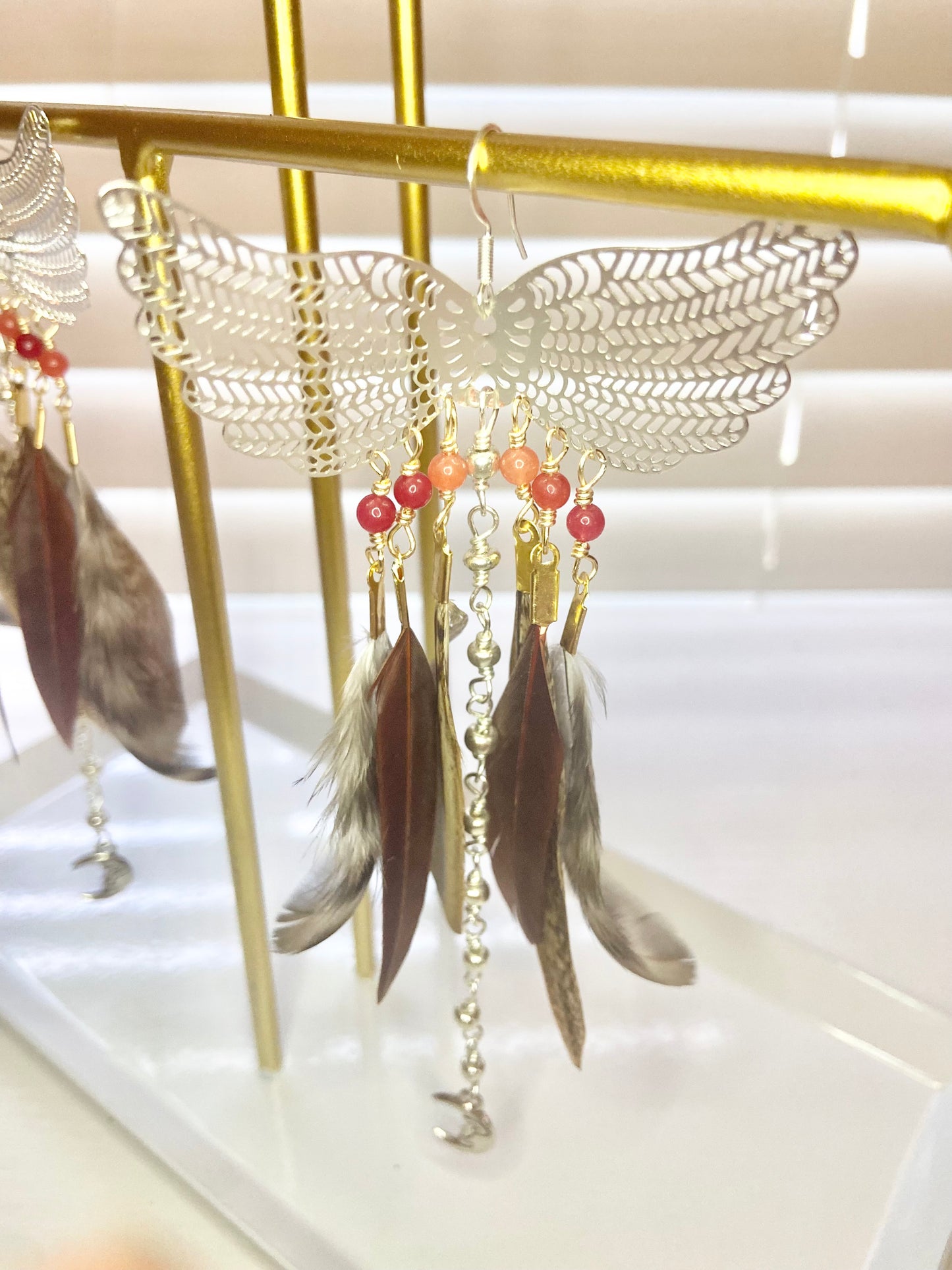 Chicken Feather Phoenix Rising Earrings