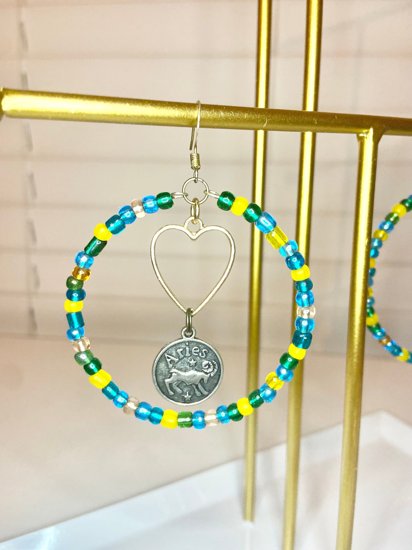 Blue and Yellow Aries Earring