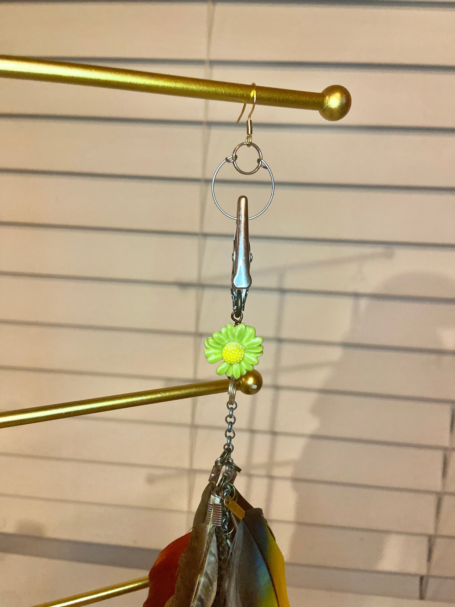 Single Long Yellow Feather Earring