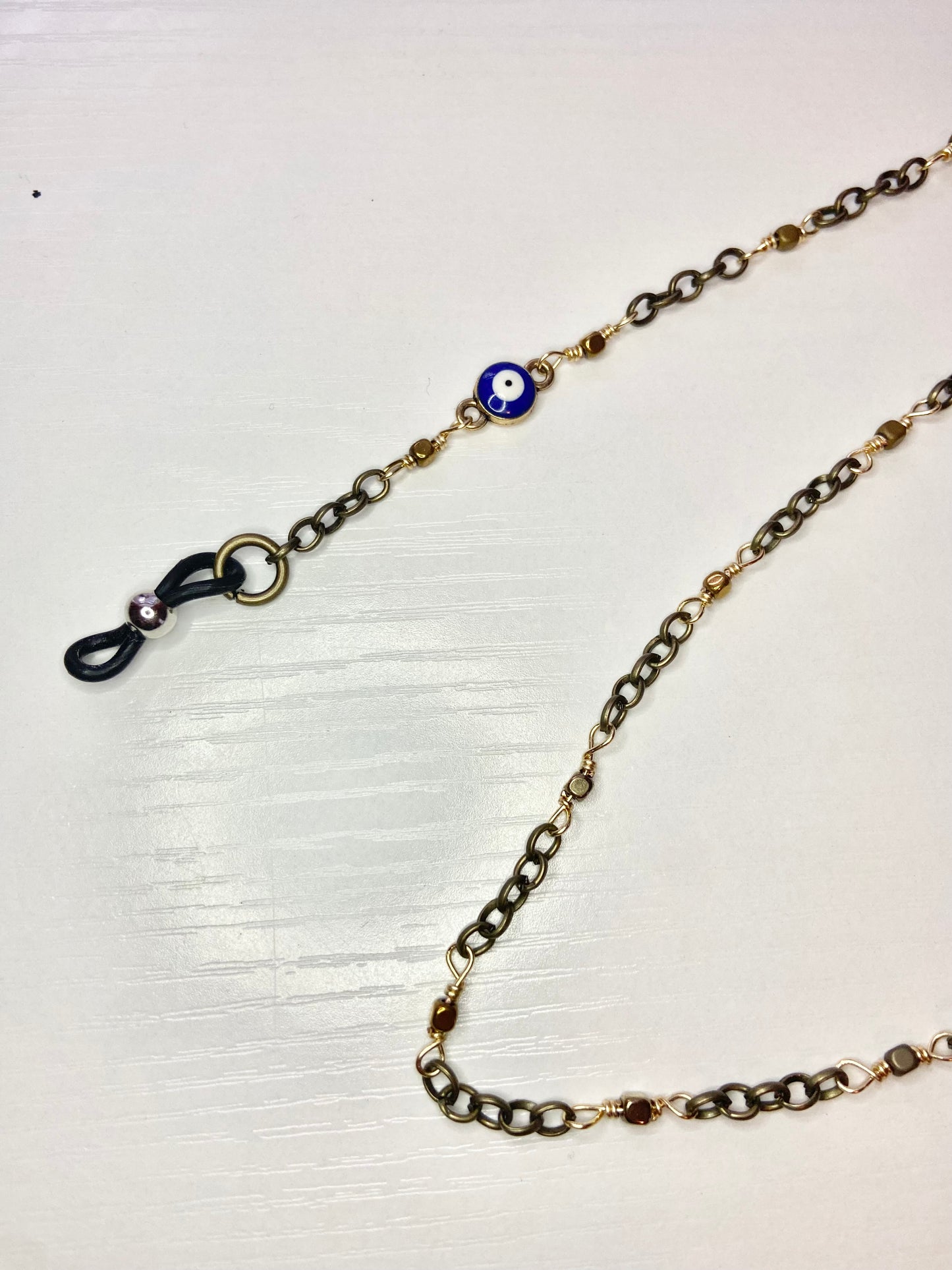 Simple Hematite Evil Eye Lanyard