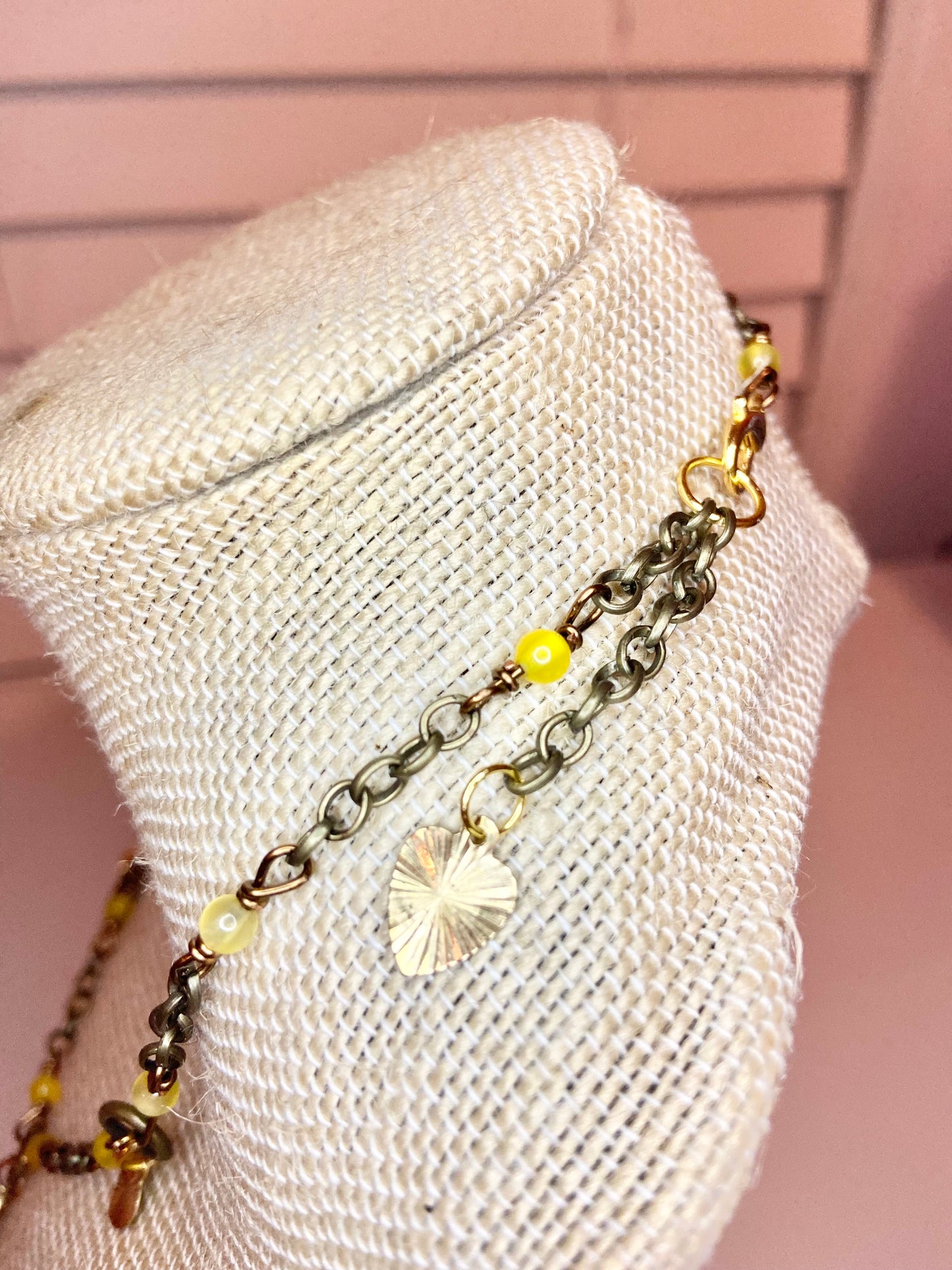 Citrine and Gold Charm Choker