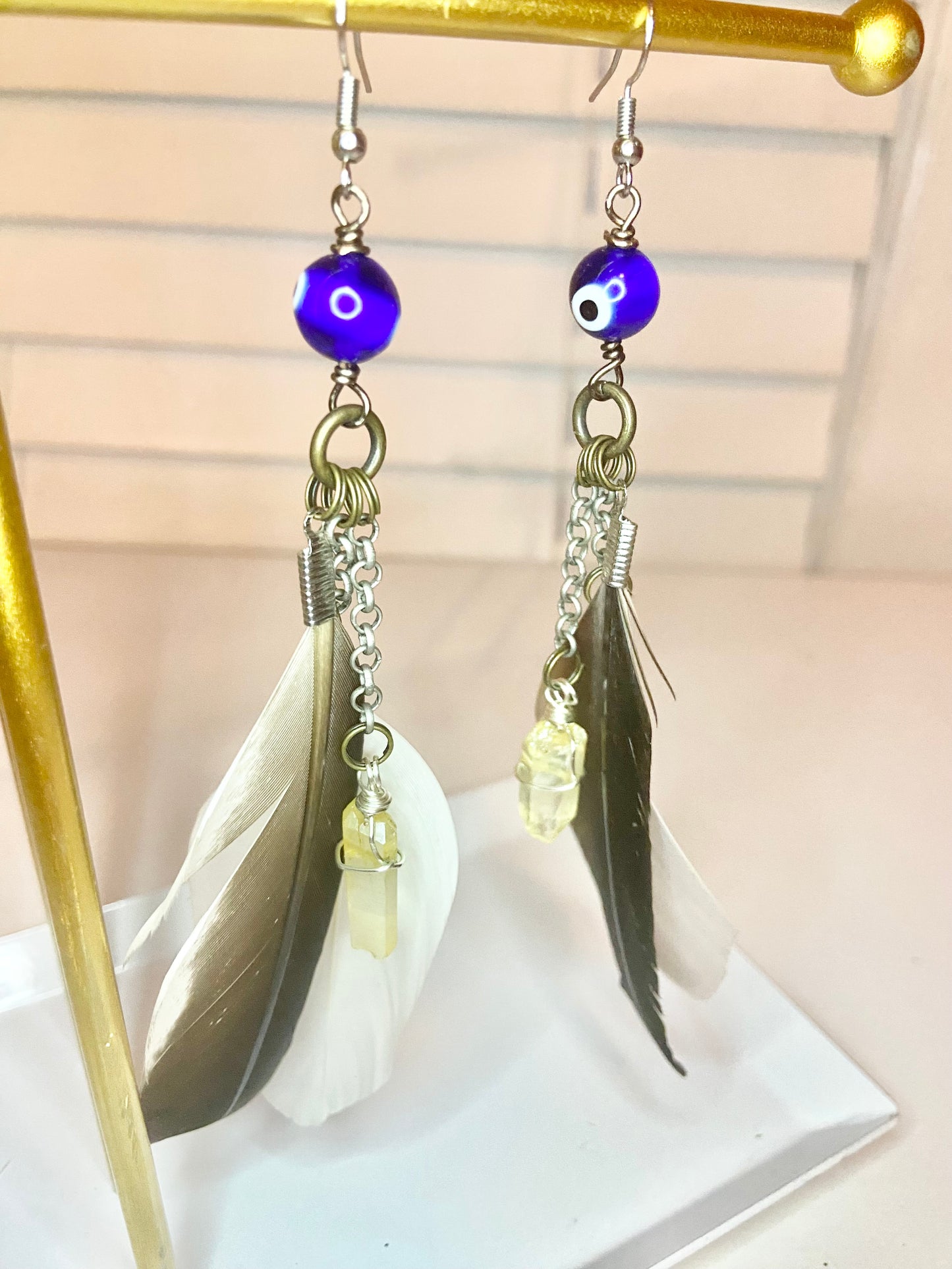 Citrine Evil Eye Earrings