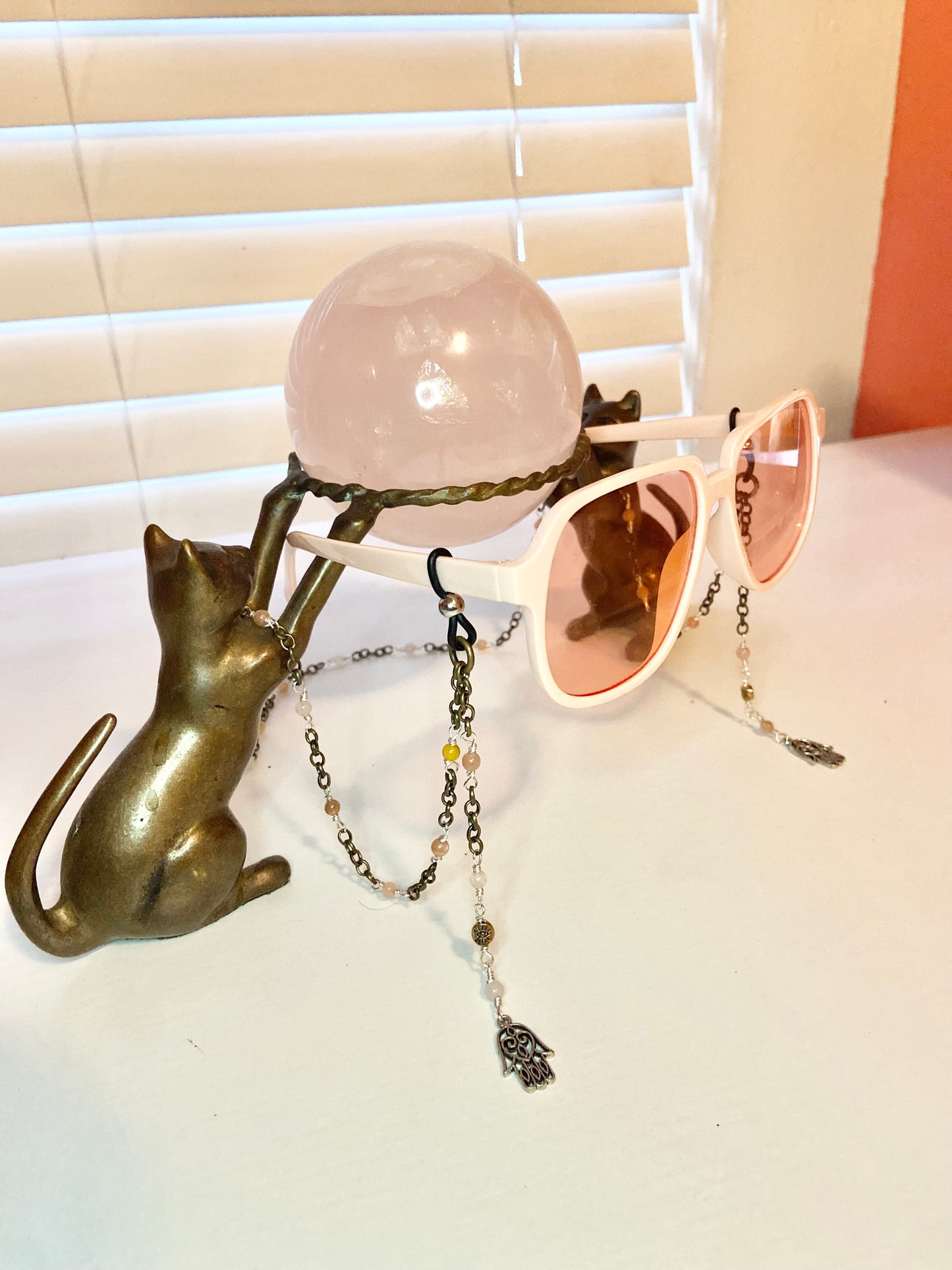 Rose Quartz Evil Eye Lanyard