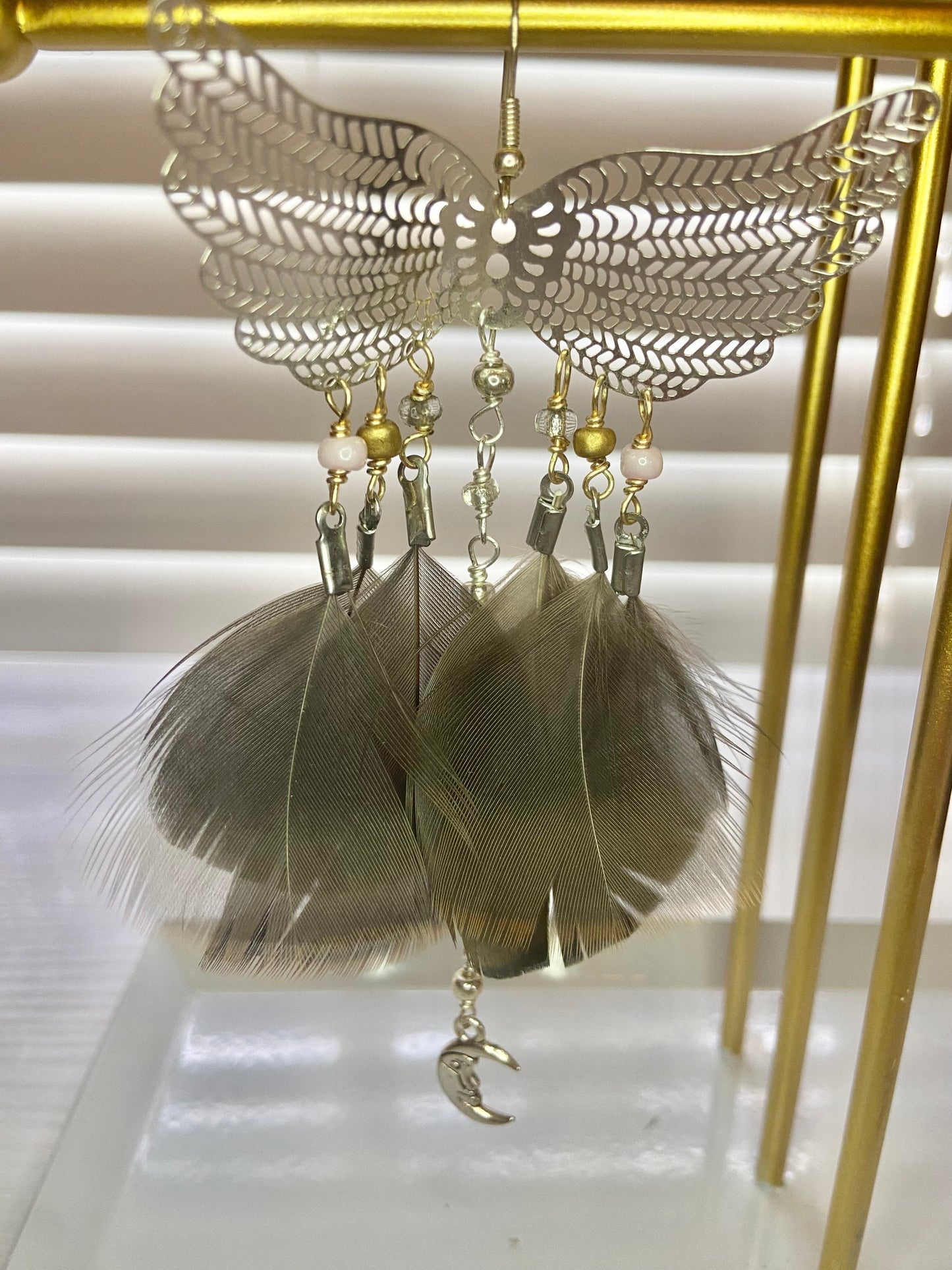 Turkey Feather Phoenix Rising Earrings