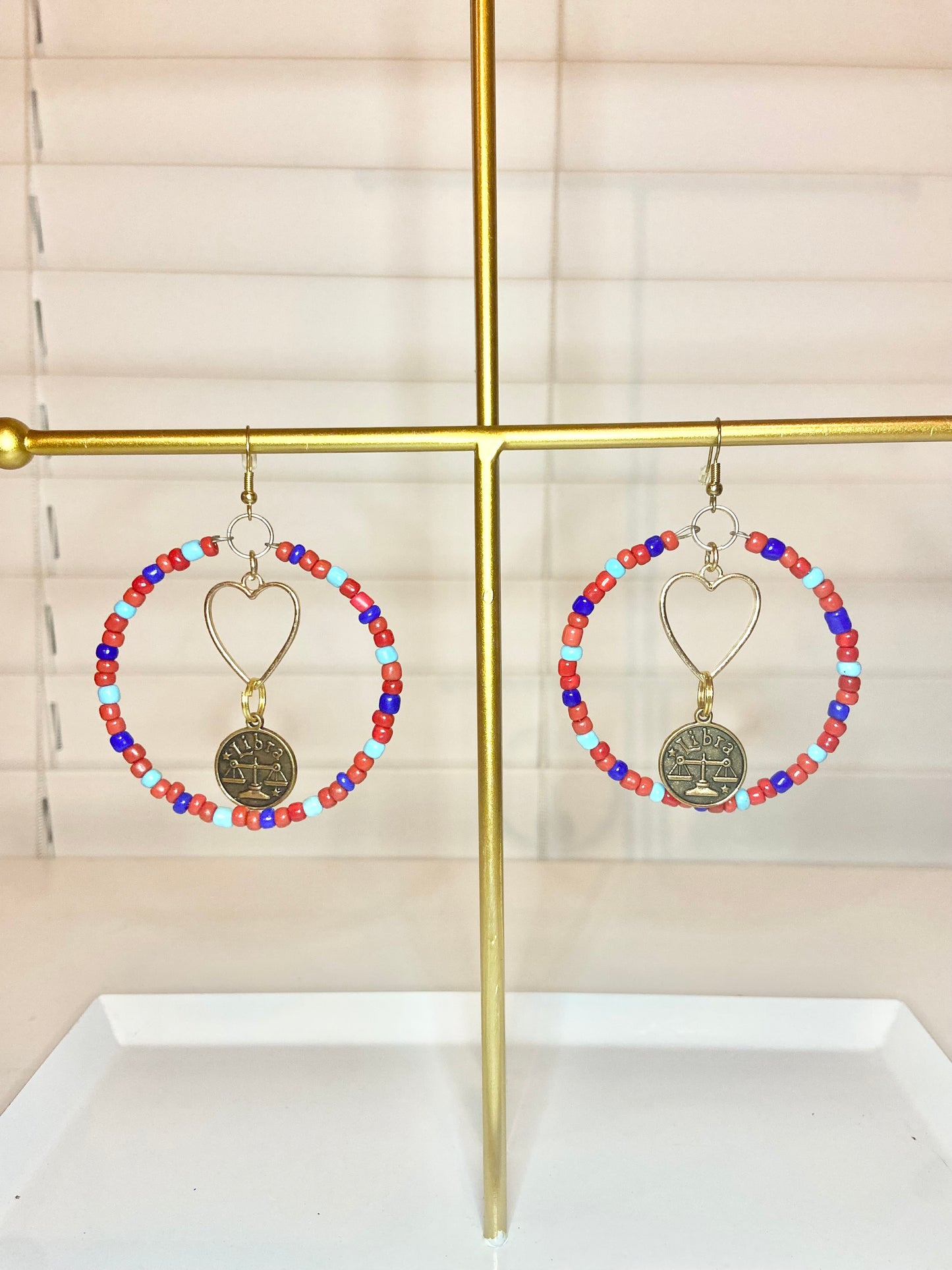 Red and Blue Libra Hoops