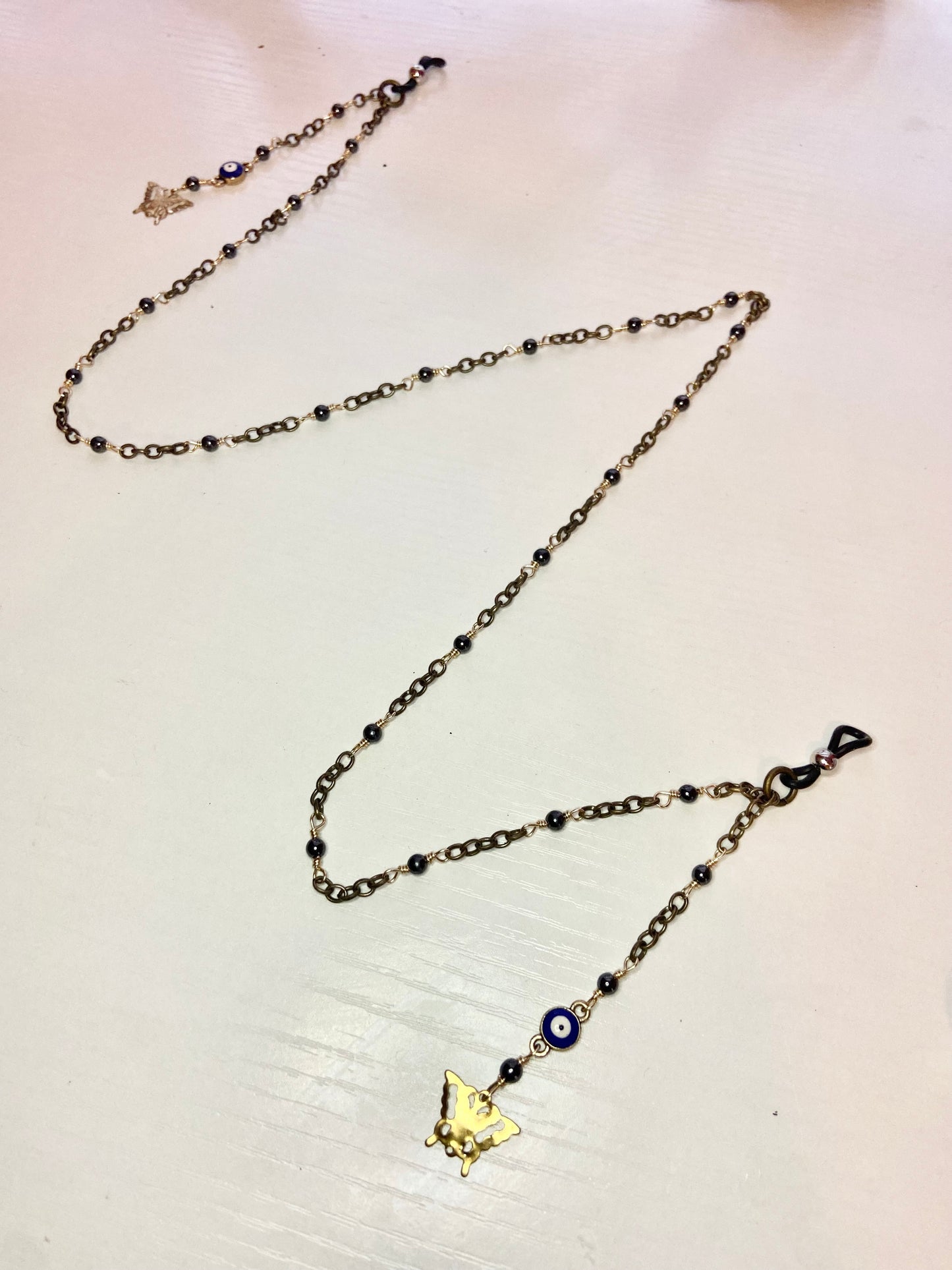 Hematite Evil Eye Lanyard