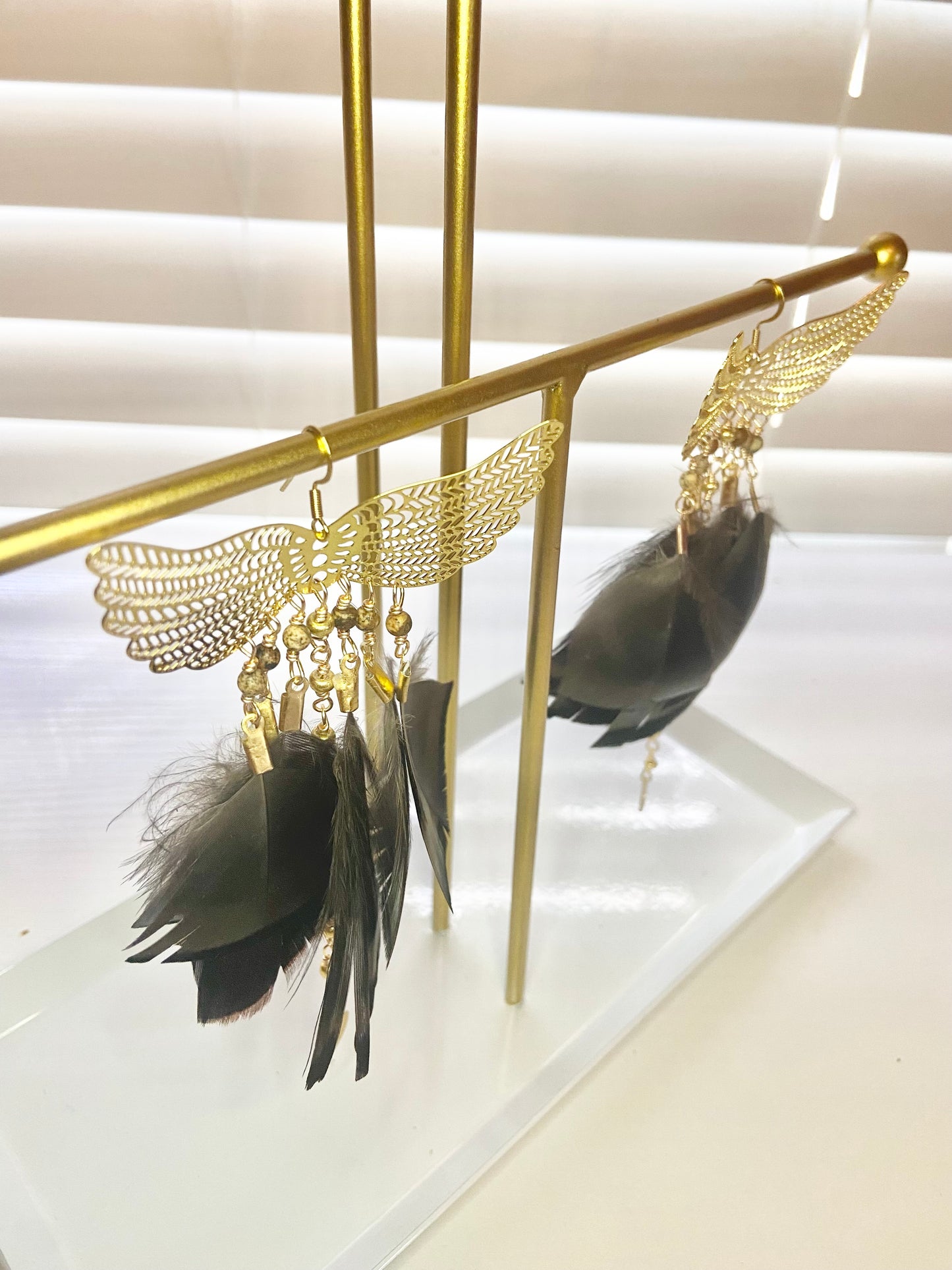 Turkey Feather Phoenix Rising Earrings