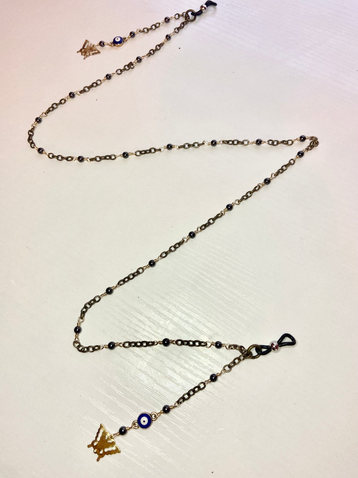 Hematite Evil Eye Lanyard
