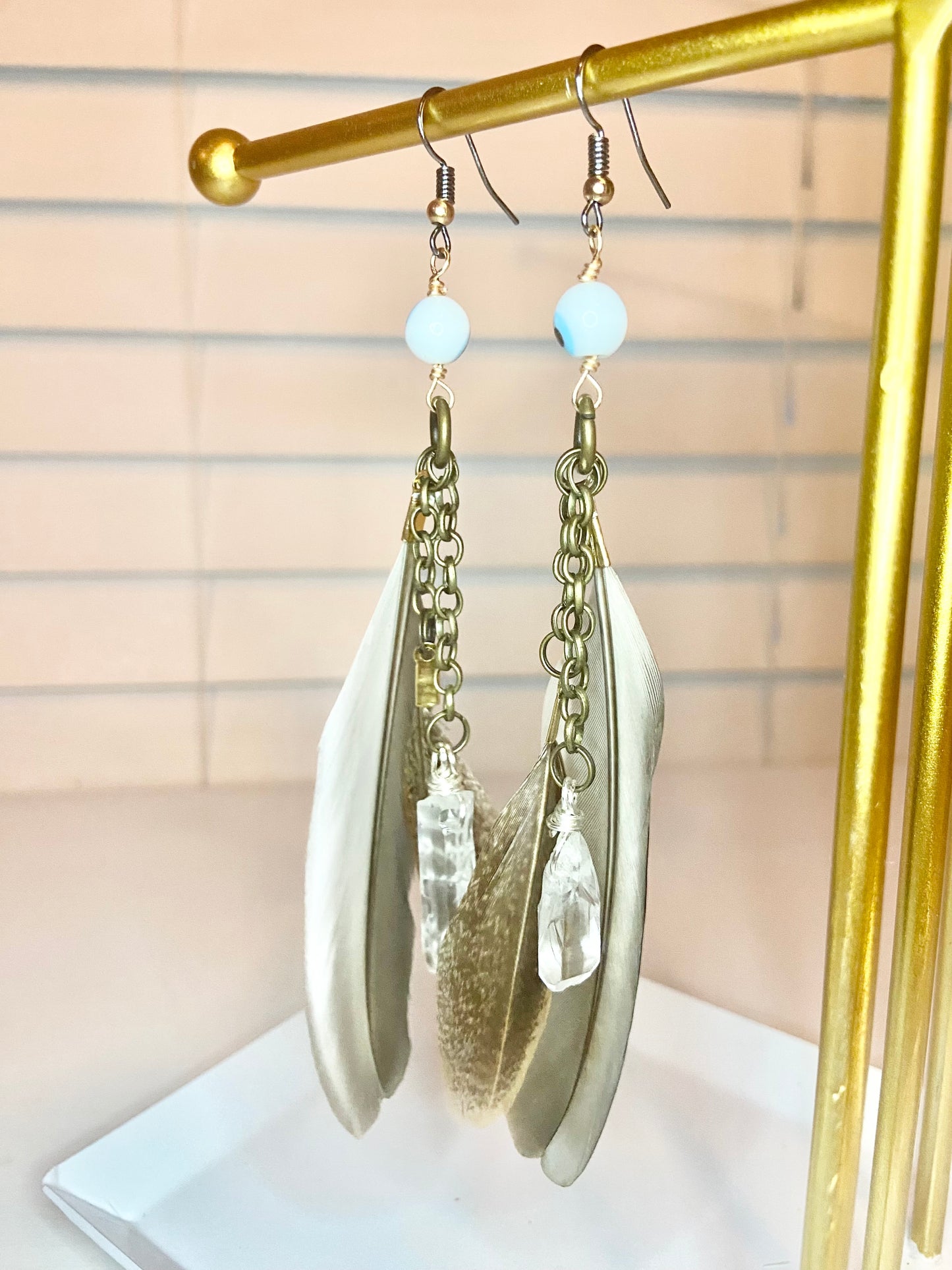 Quartz Evil Eye Earrings