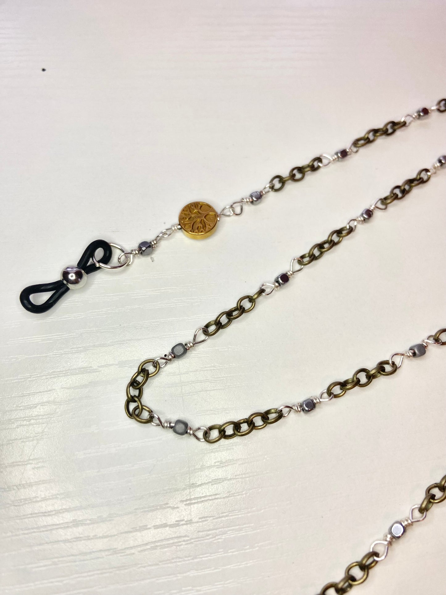 Simple Hematite Tree of Life Lanyard