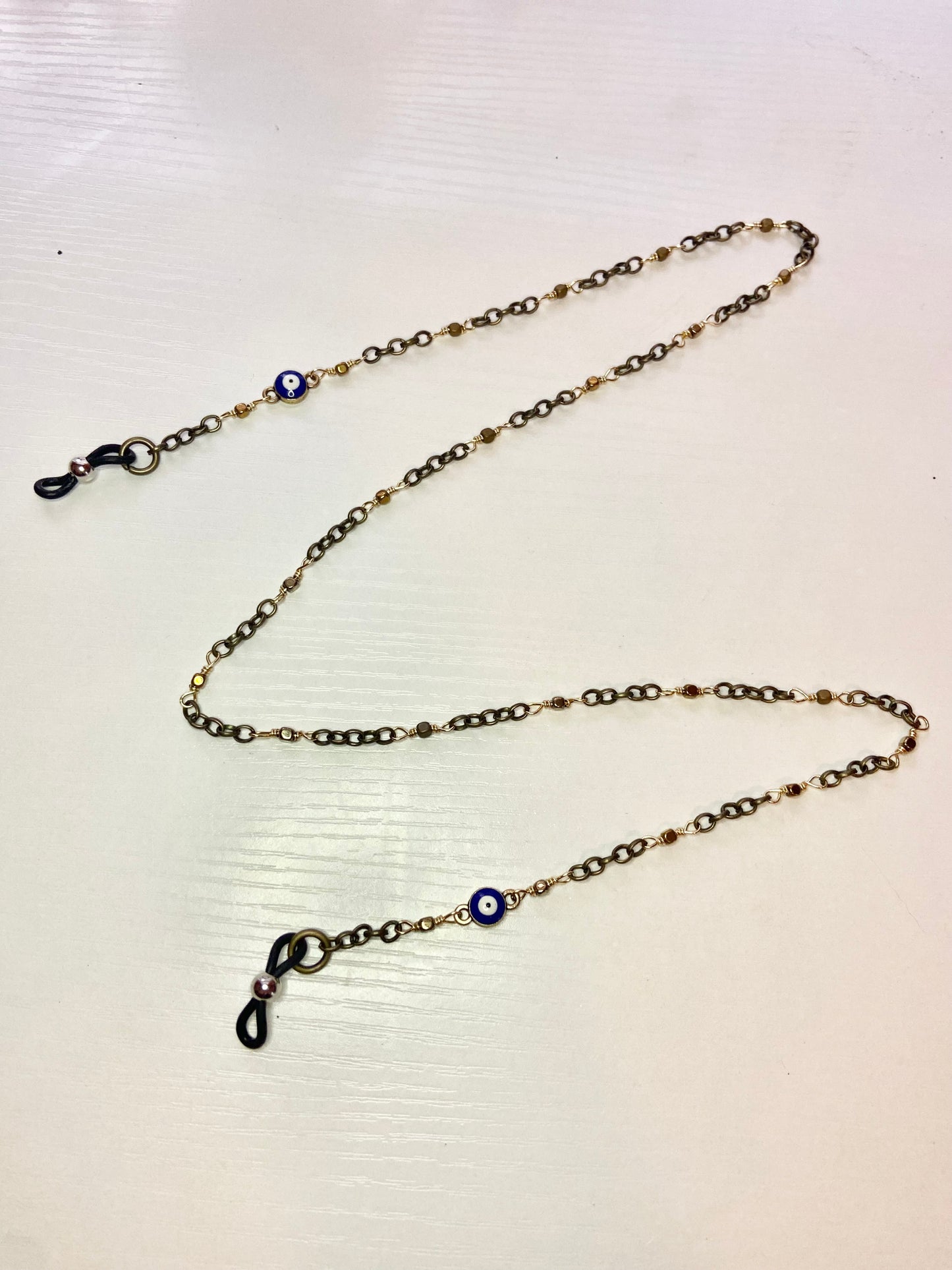 Simple Hematite Evil Eye Lanyard
