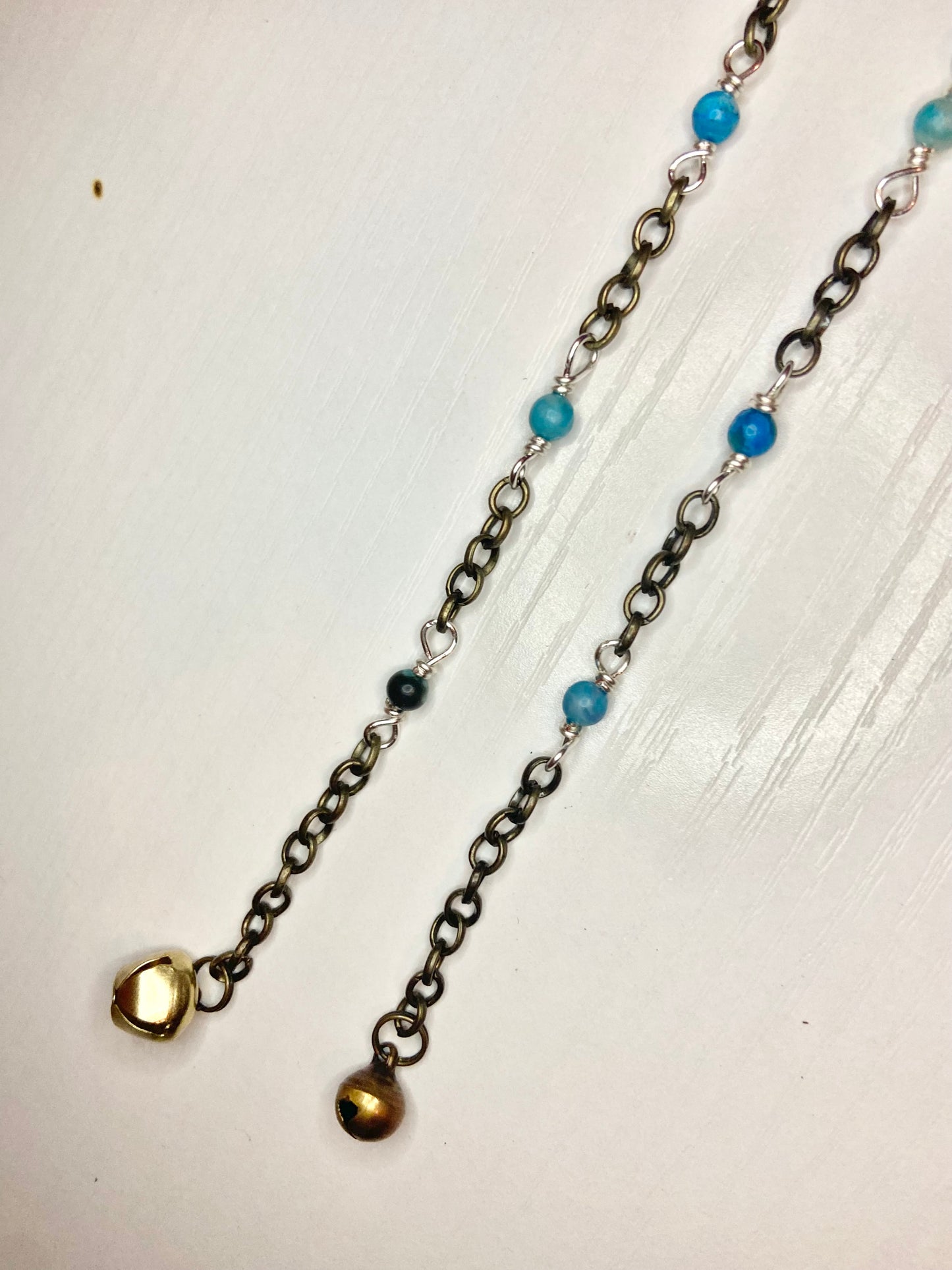 Matching Blue Lace Agate Anklet and Cat Collar