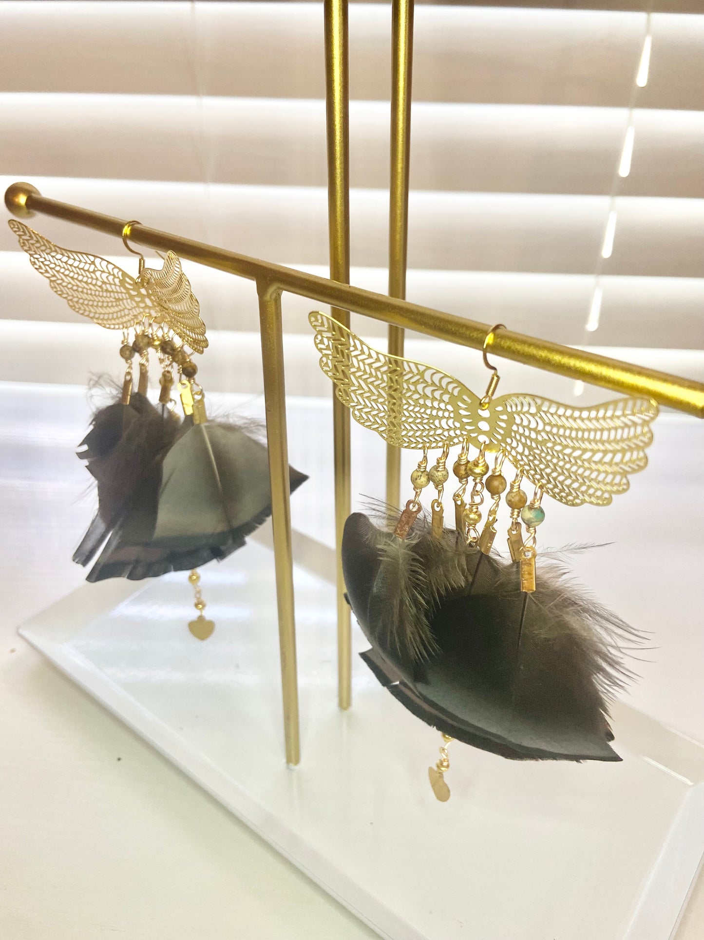 Turkey Feather Phoenix Rising Earrings