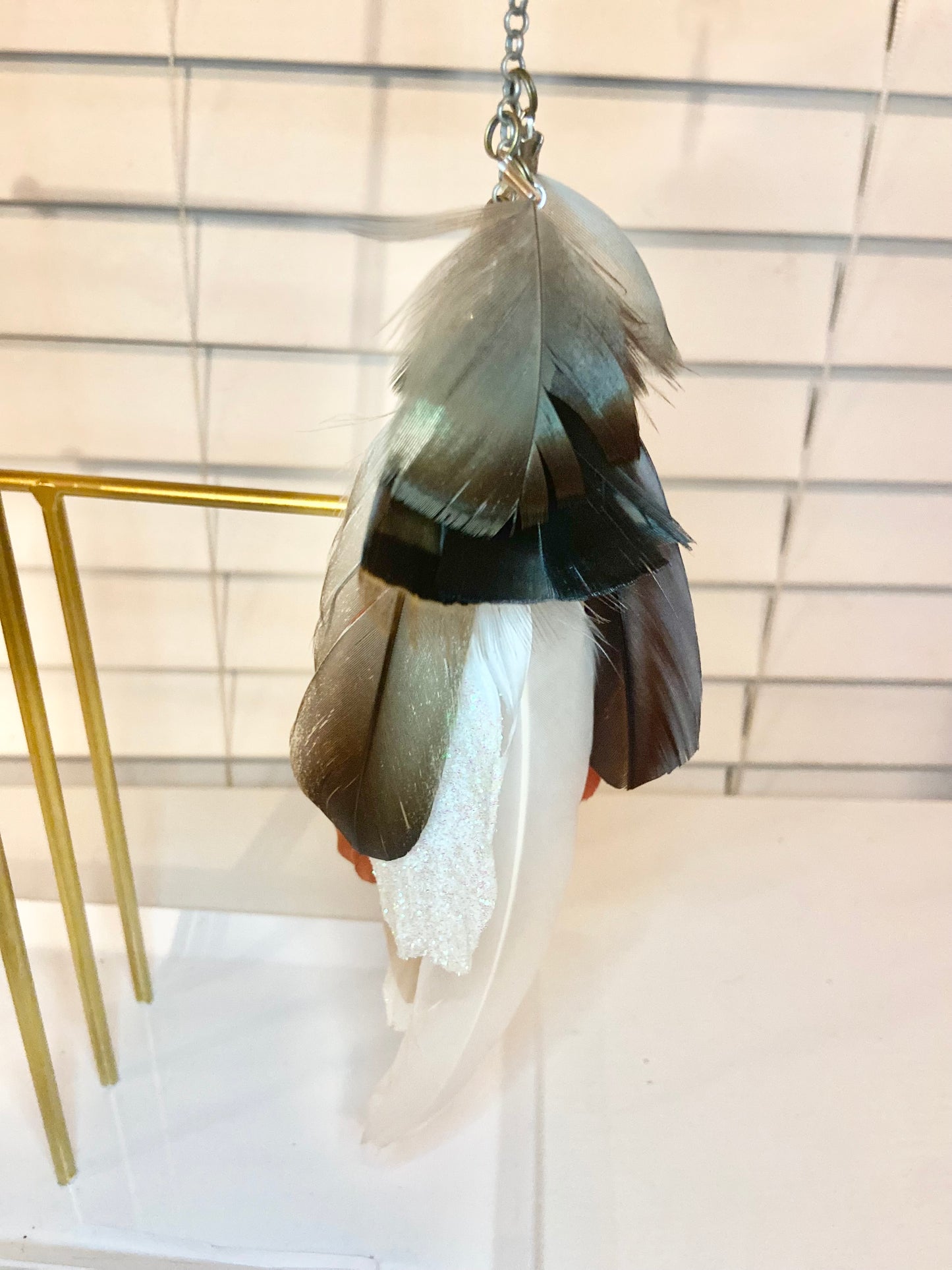 Single Long Natural Feather Earring