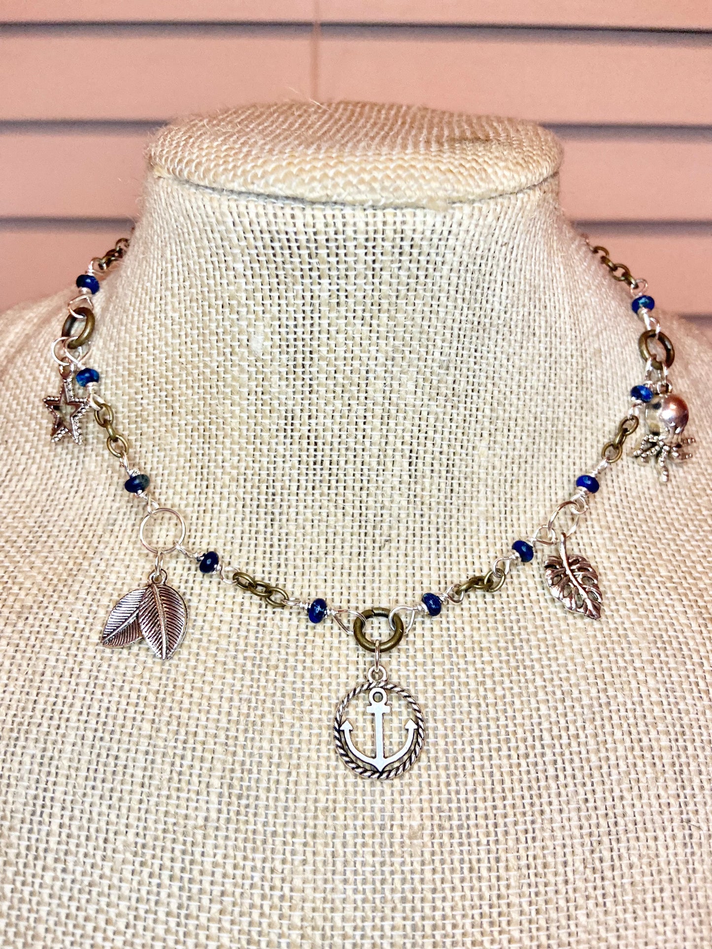 Lapis Lazuli and Silver Charm Choker