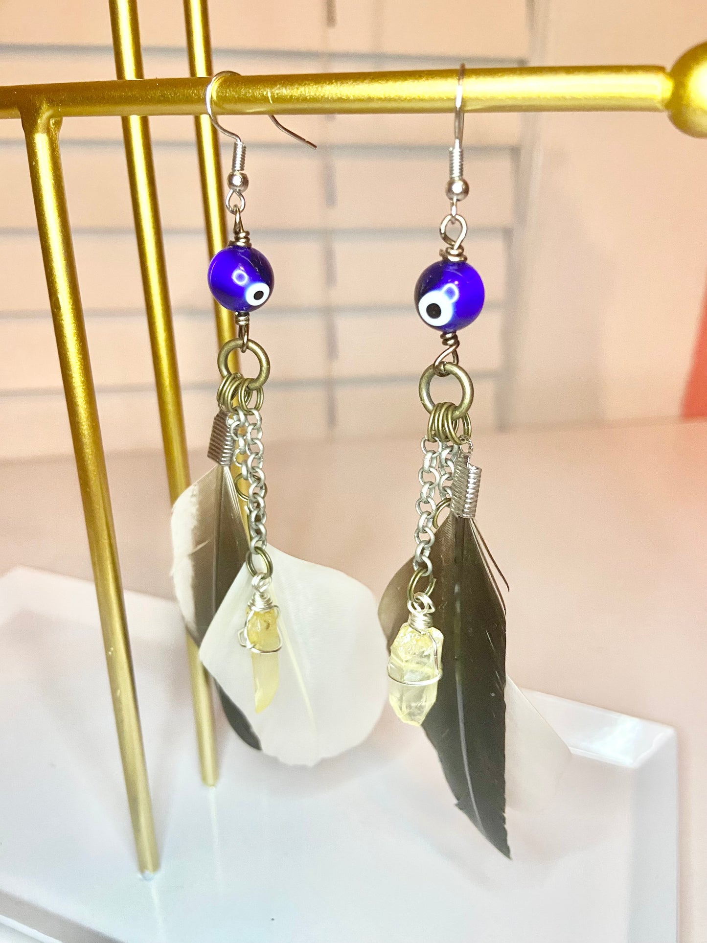 Citrine Evil Eye Earrings