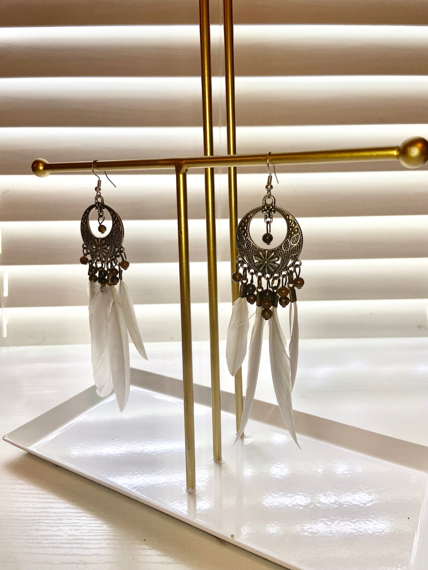 White Boho Earrings