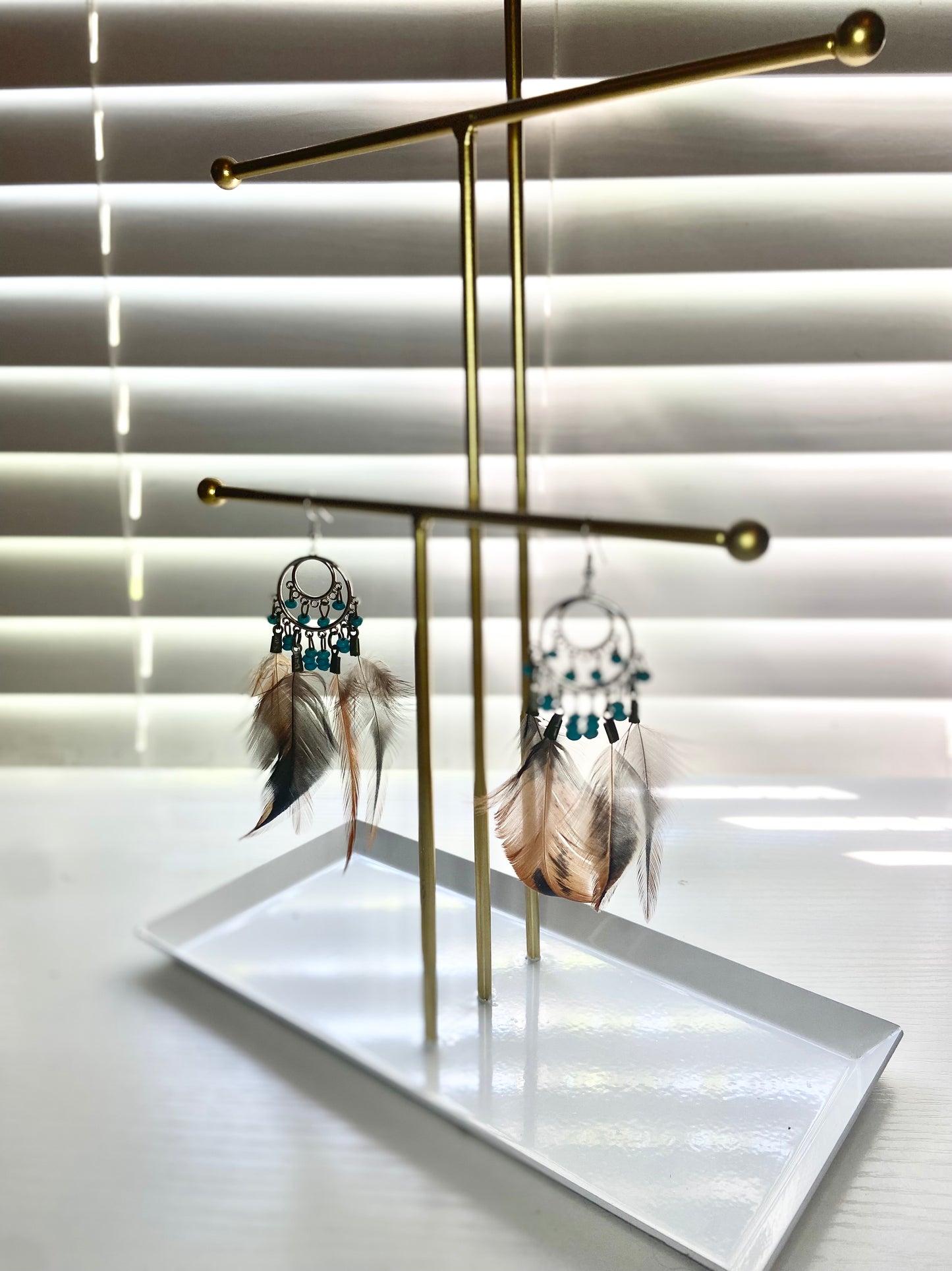 Pheasant and Turquoise Boho Earring
