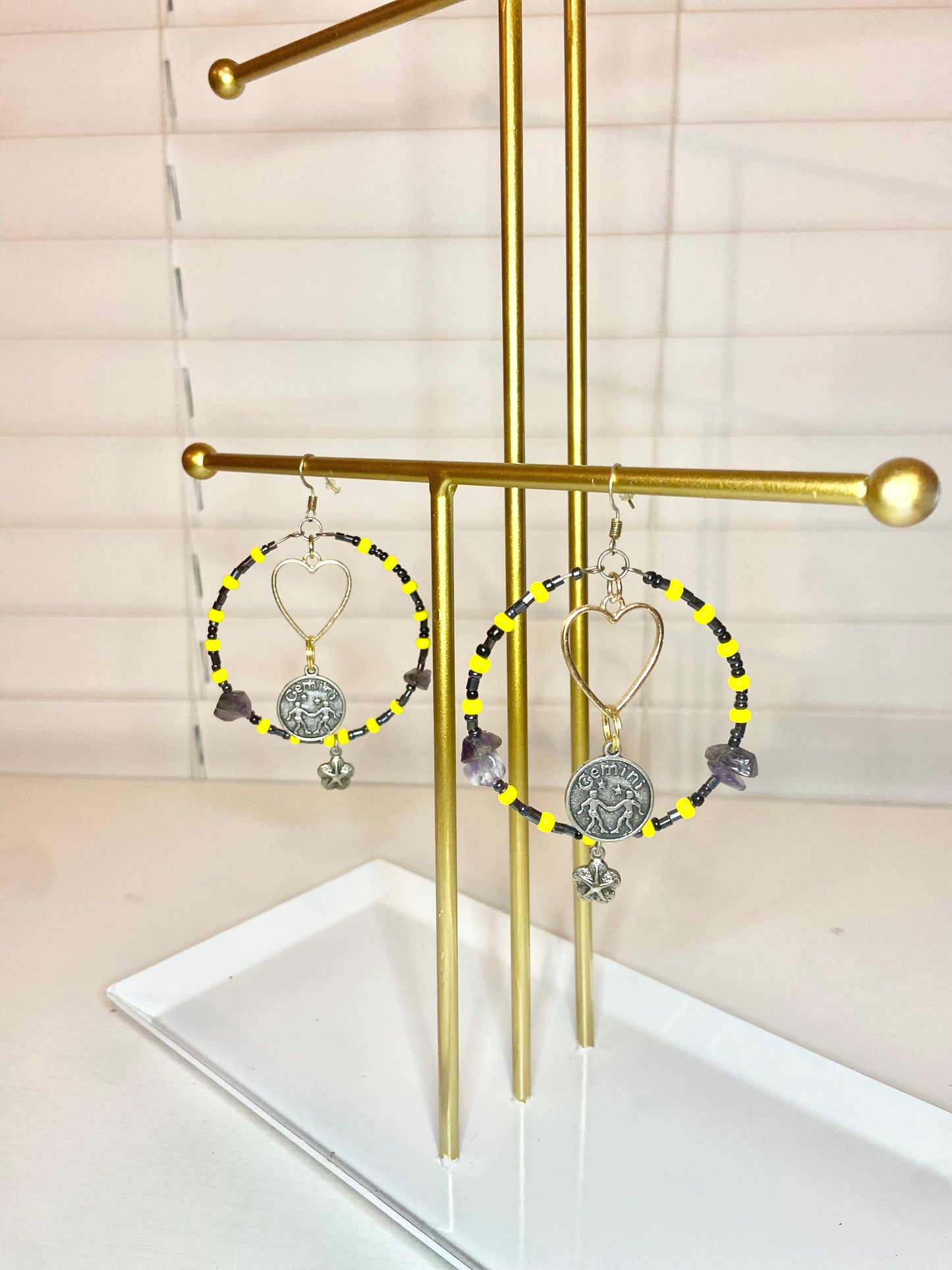 Yellow Amethyst Gemini Hoops