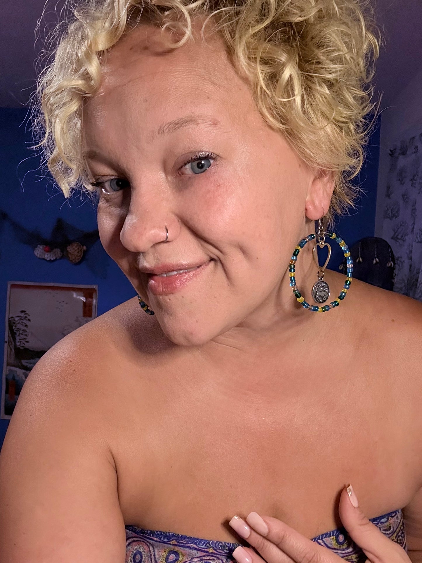 Blue and Yellow Aries Earring