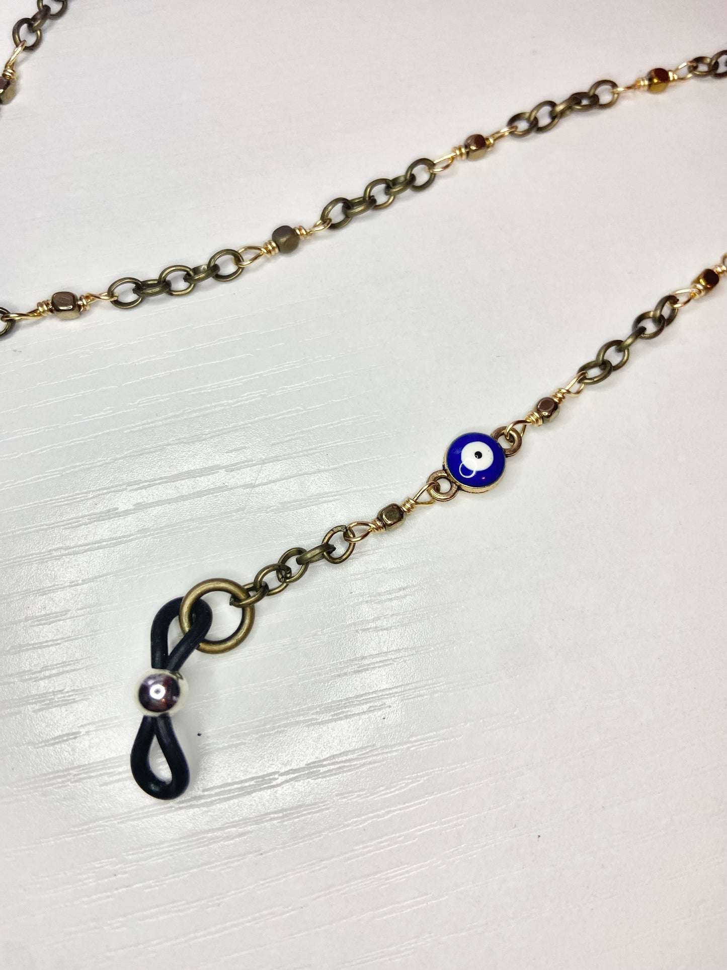 Simple Hematite Evil Eye Lanyard