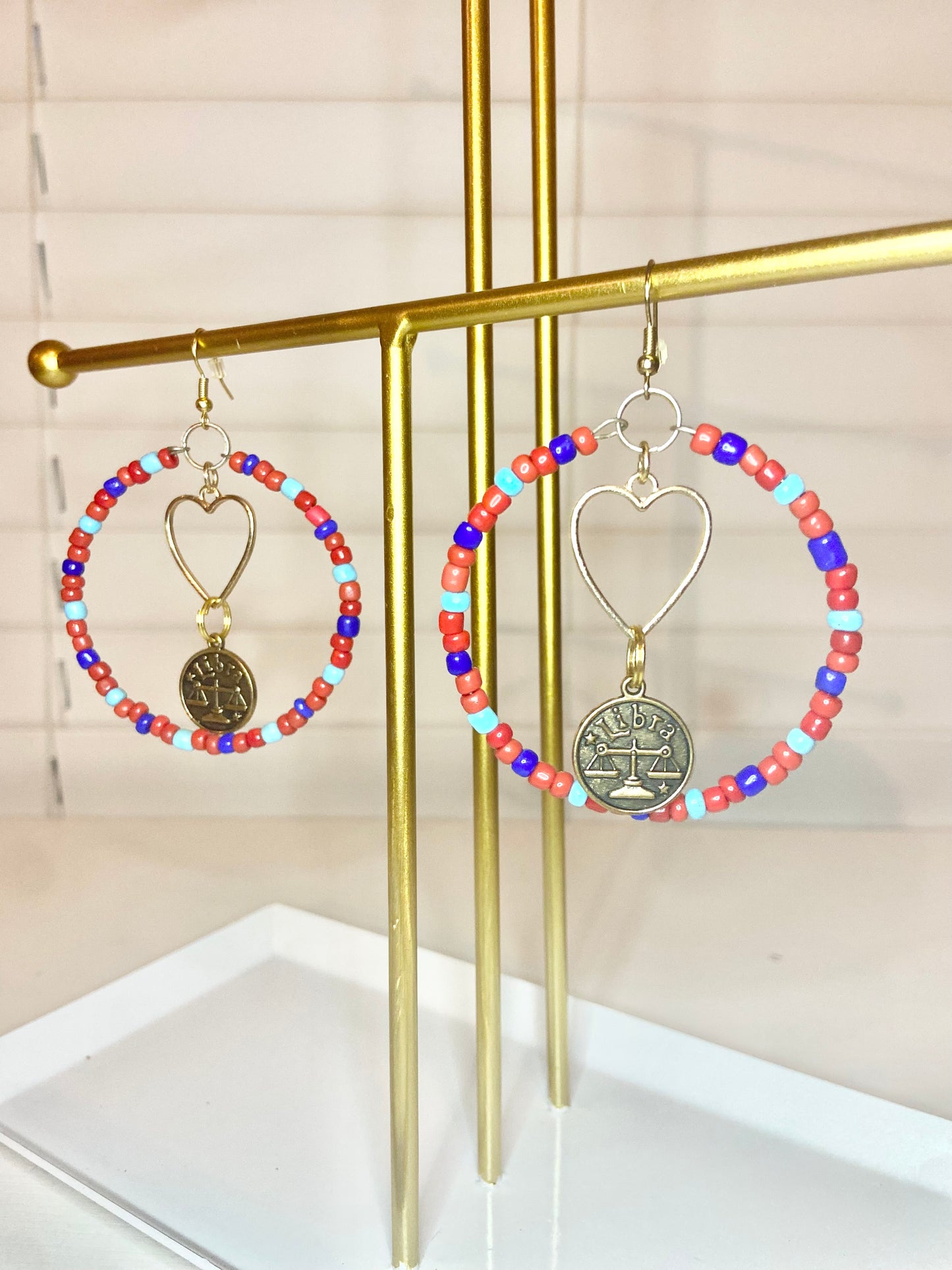 Red and Blue Libra Hoops