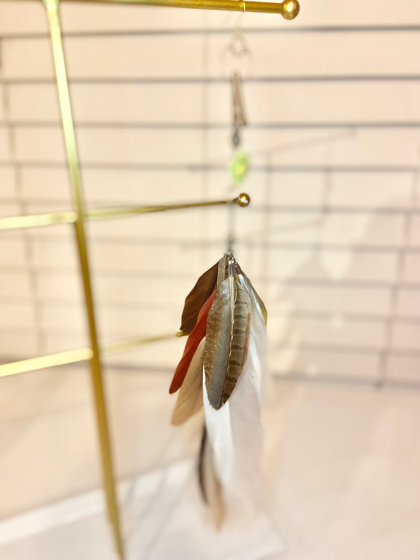 Single Long Yellow Feather Earring