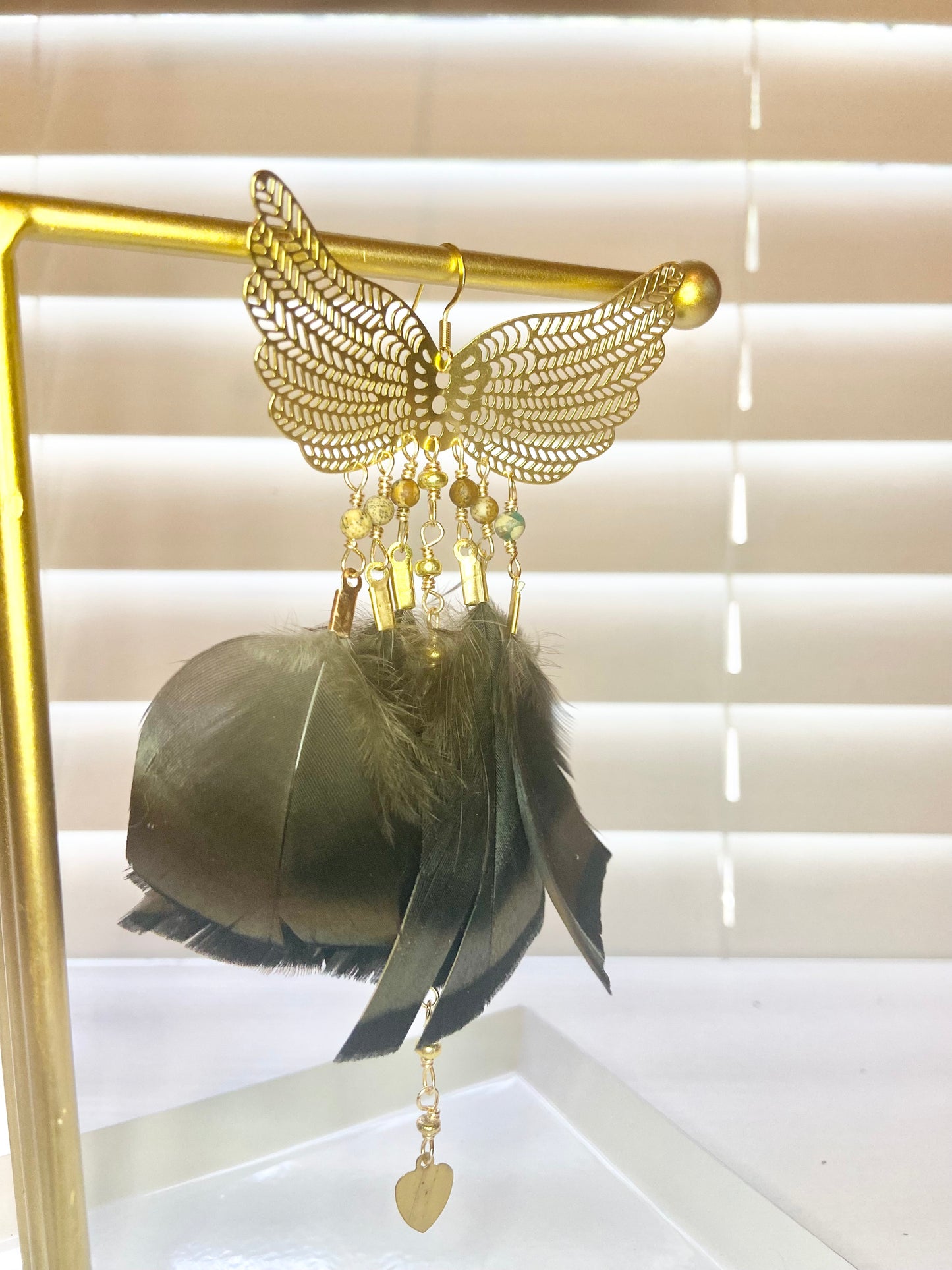 Turkey Feather Phoenix Rising Earrings