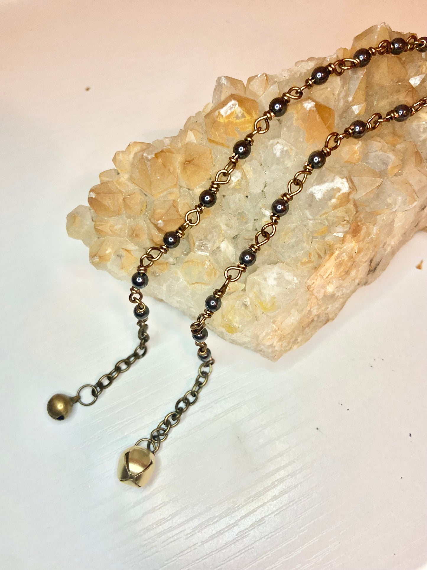 Matching Hematite Anklet and Cat Collar