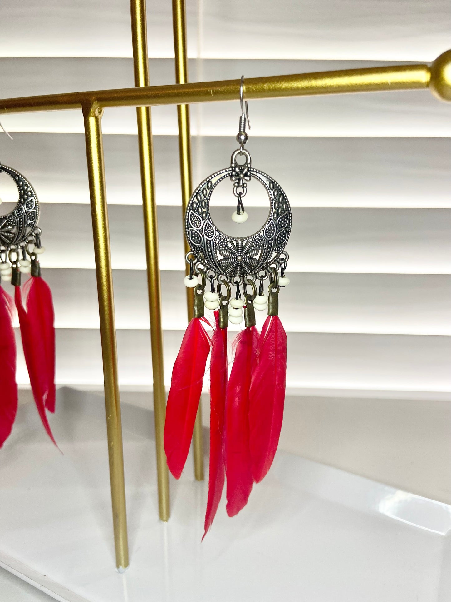 Red Boho Earrings