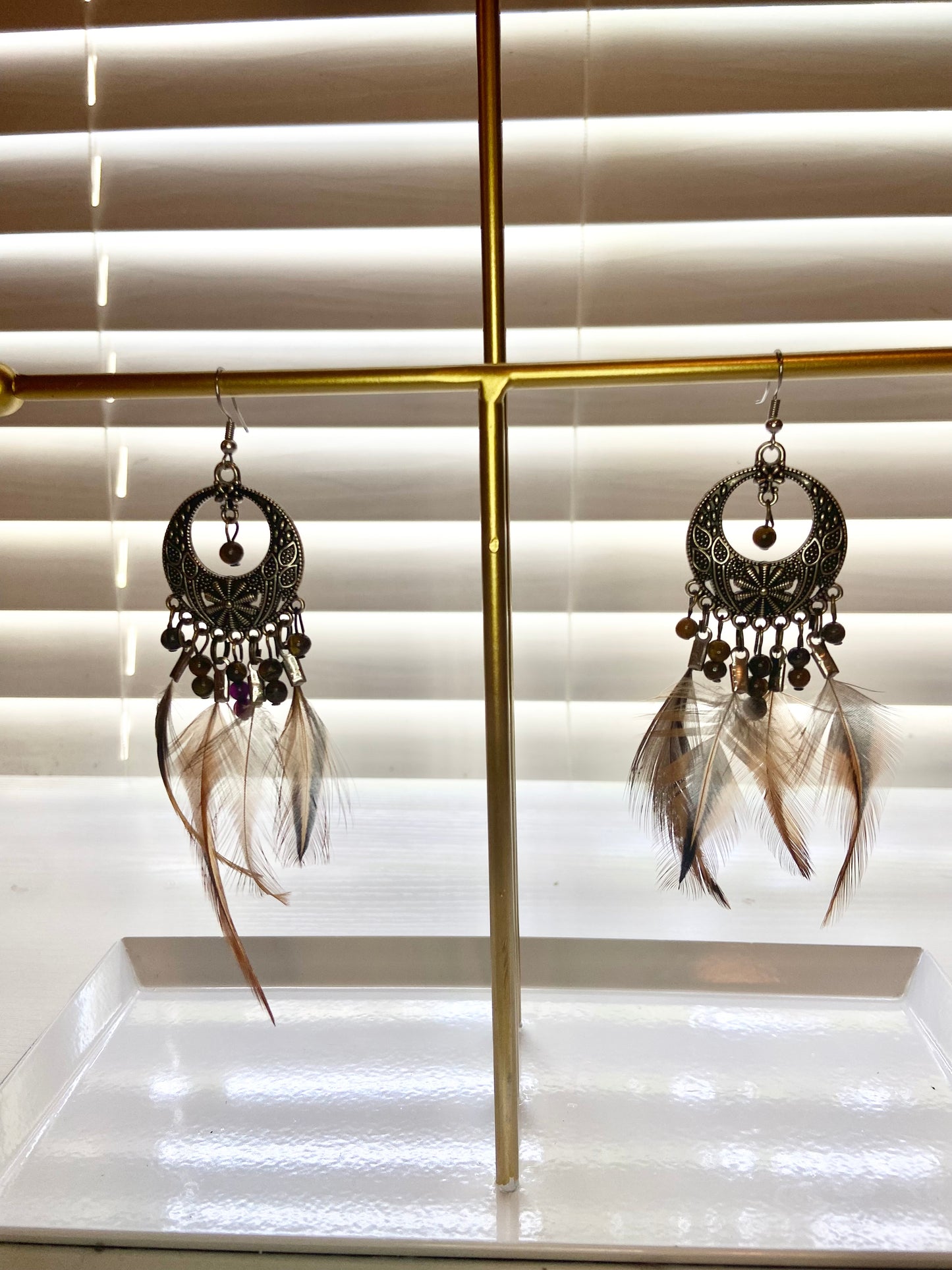 Pheasant Tiger Eye Boho Earring