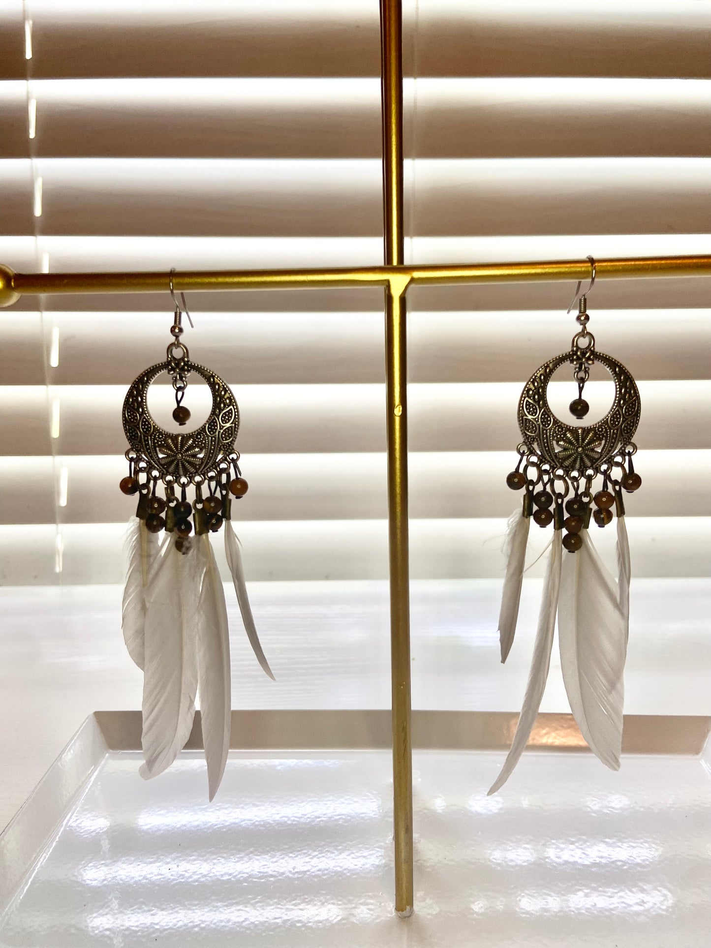 White Boho Earrings