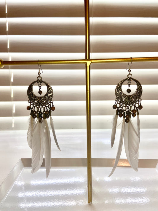 White Boho Earrings