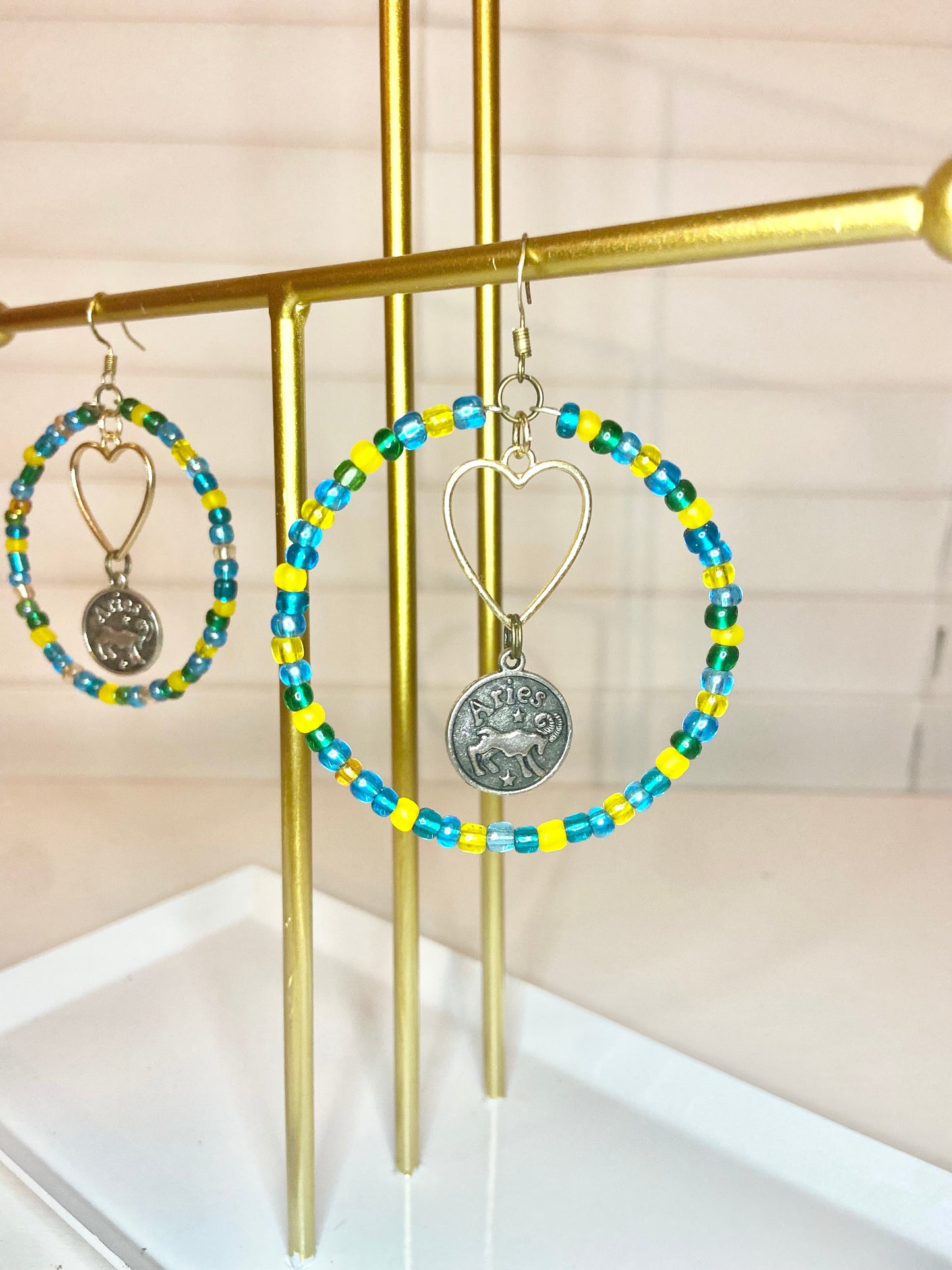 Blue and Yellow Aries Earring