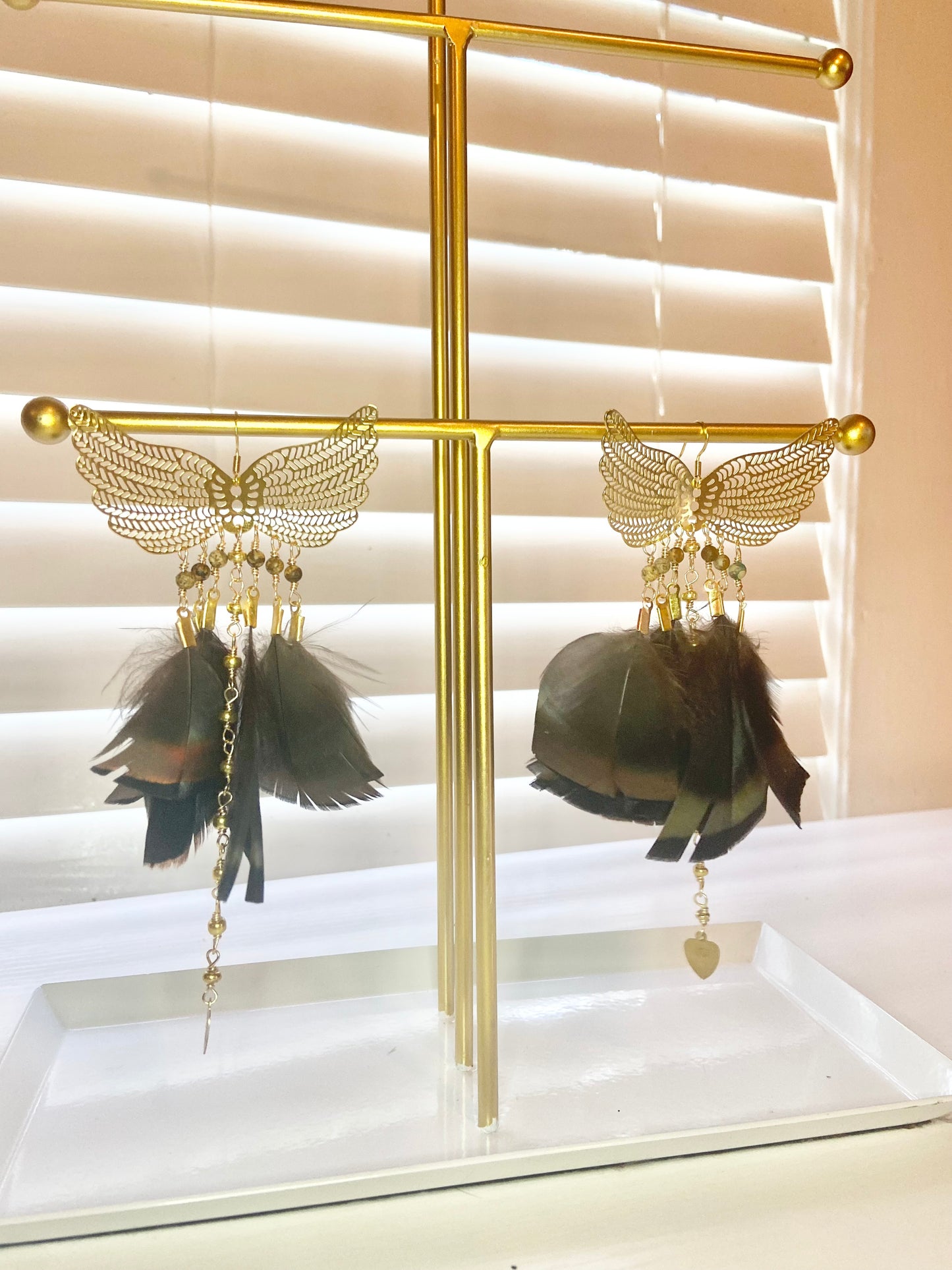 Turkey Feather Phoenix Rising Earrings