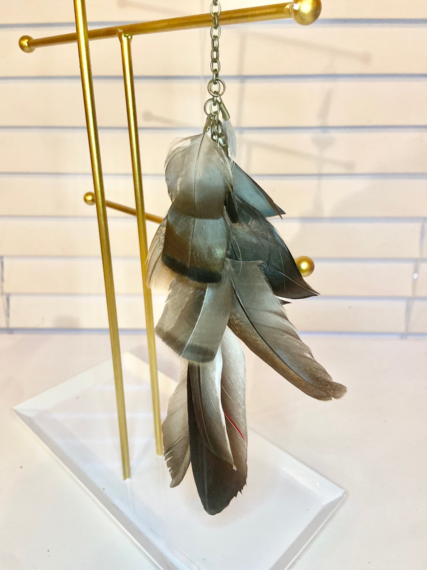 Single Heart Feather Earring