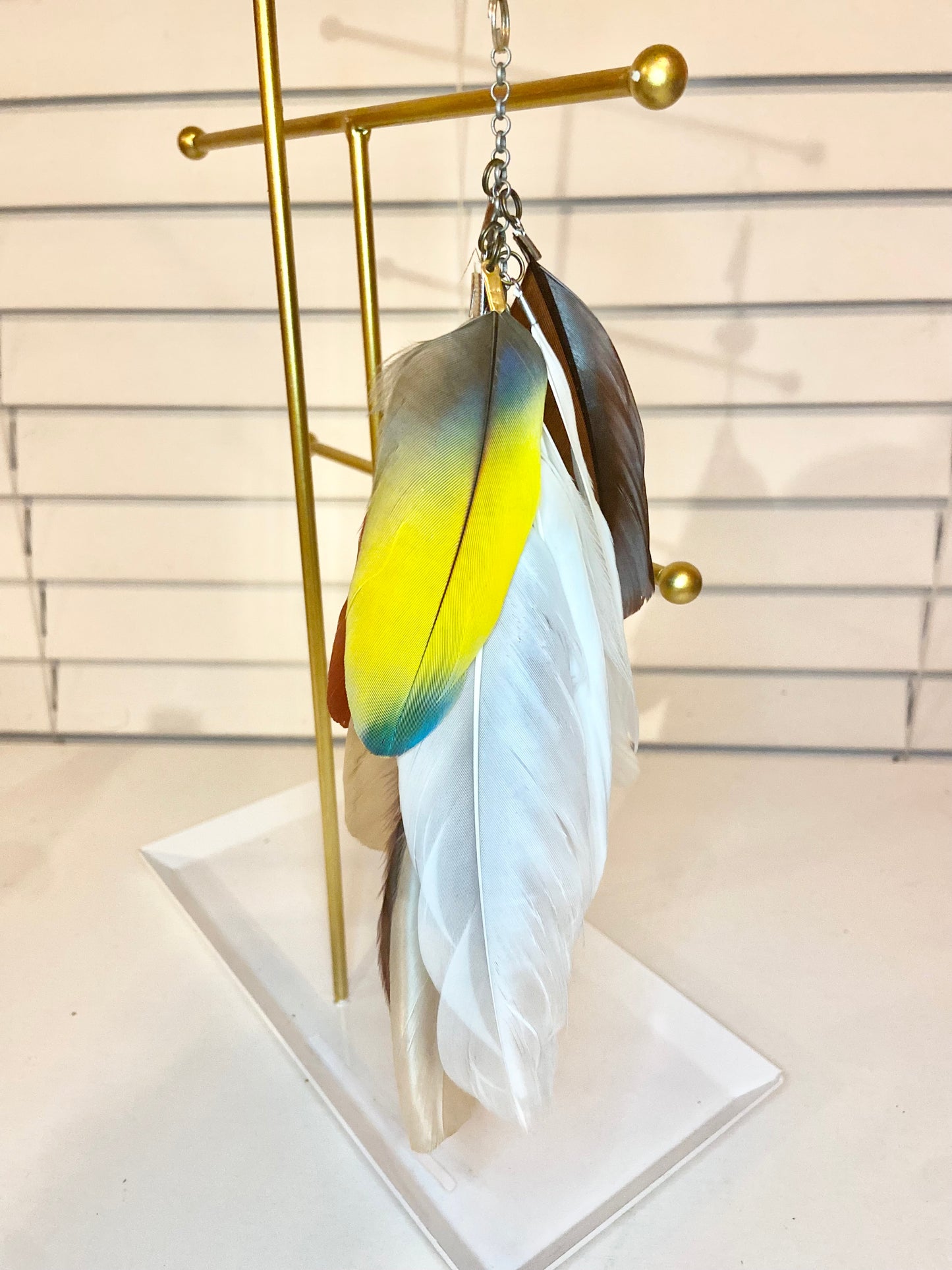 Single Long Yellow Feather Earring