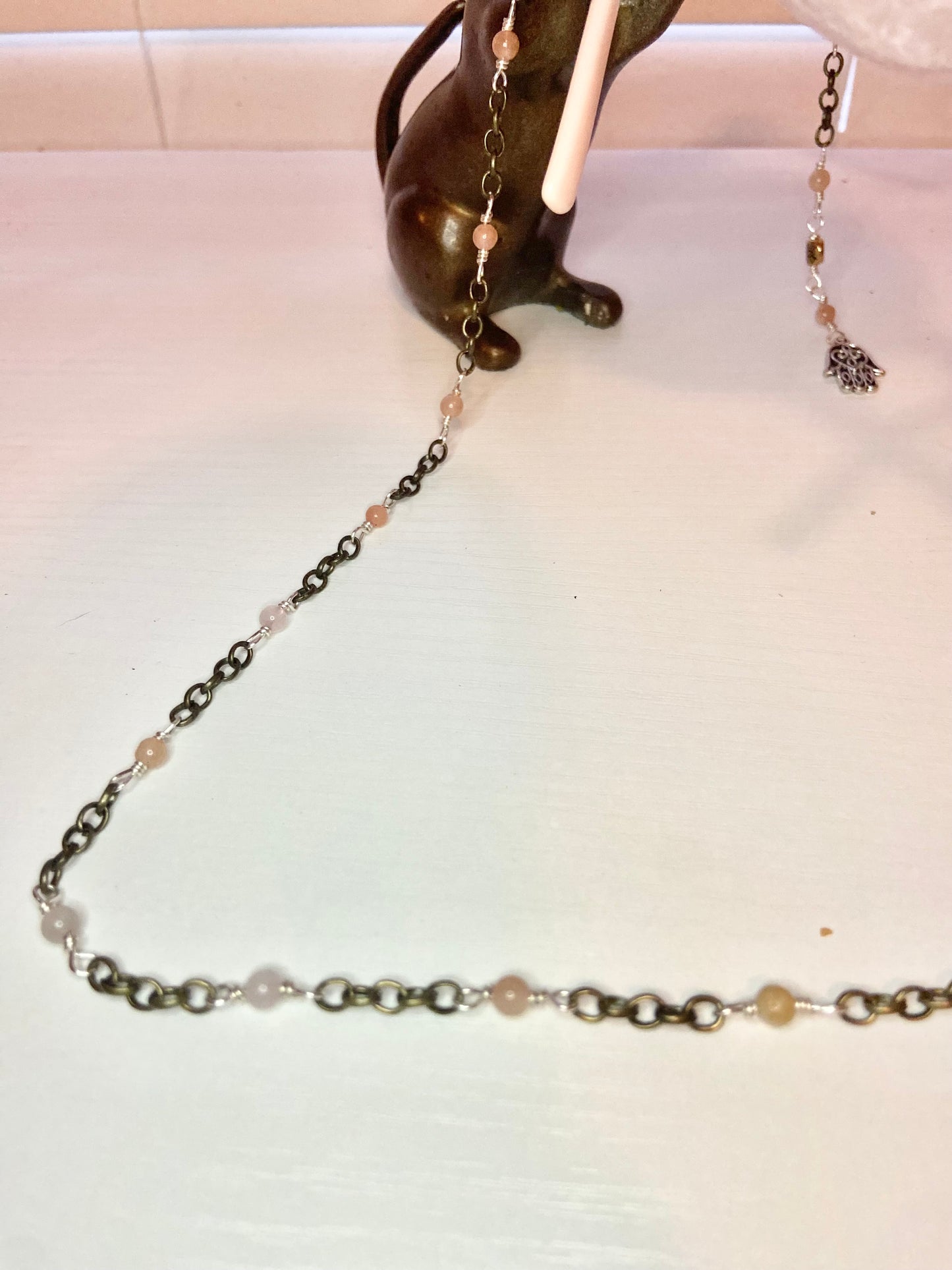 Rose Quartz Evil Eye Lanyard