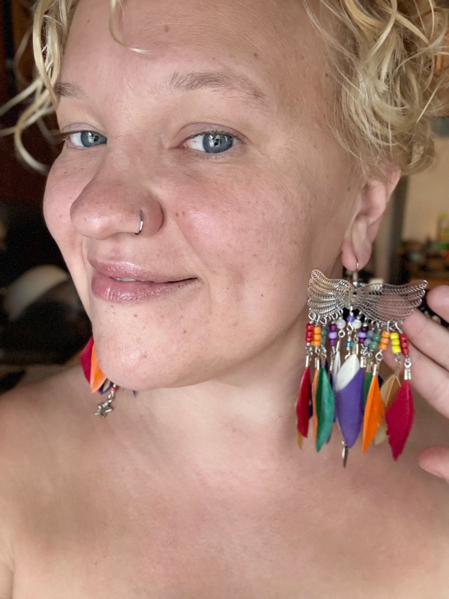Rainbow Phoenix Rising Earrings