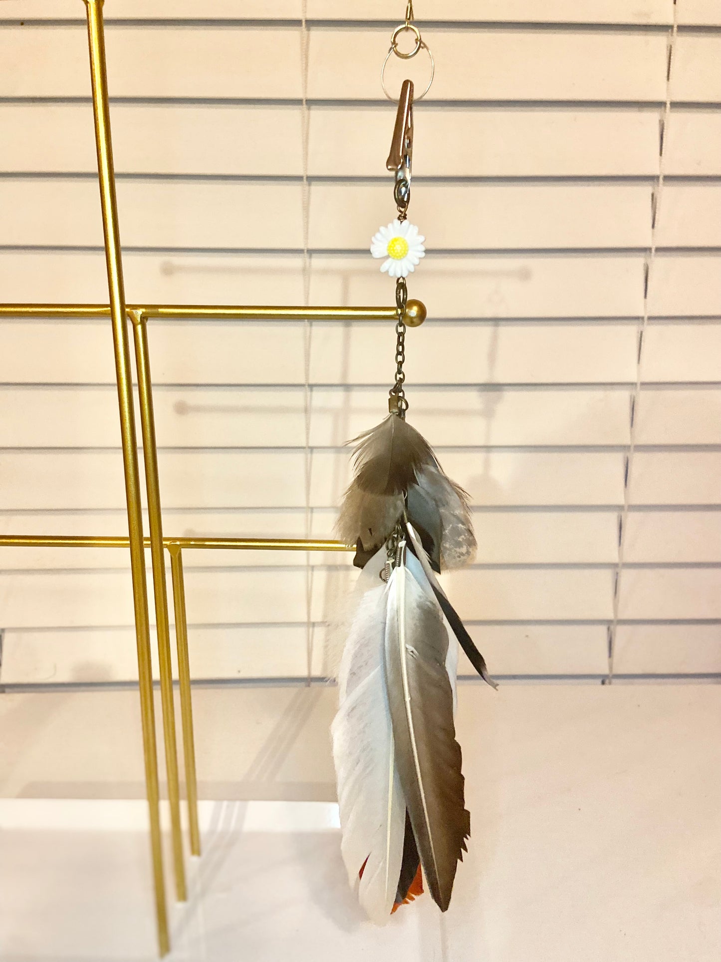 Single Long White Feather Earring