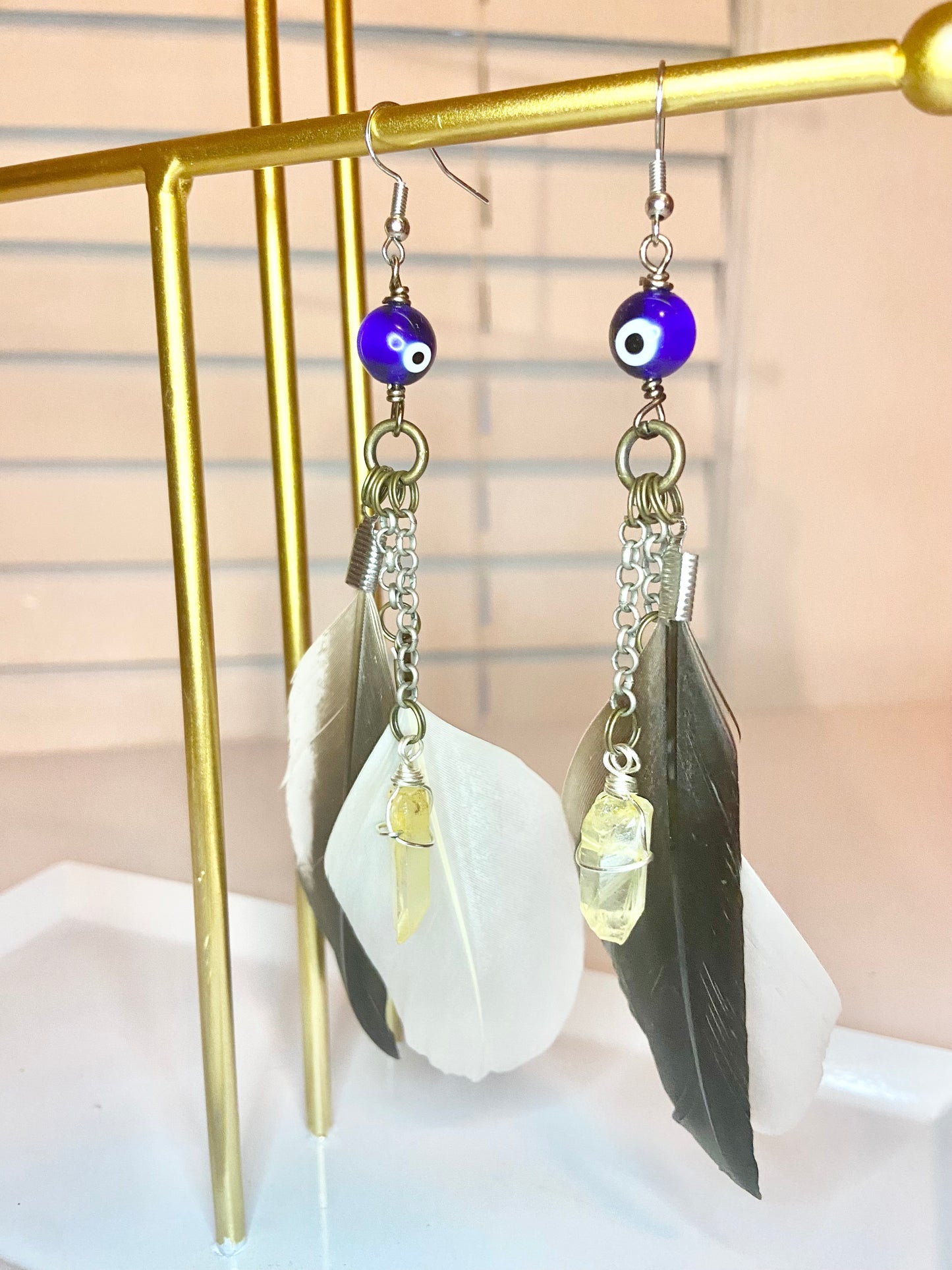 Citrine Evil Eye Earrings