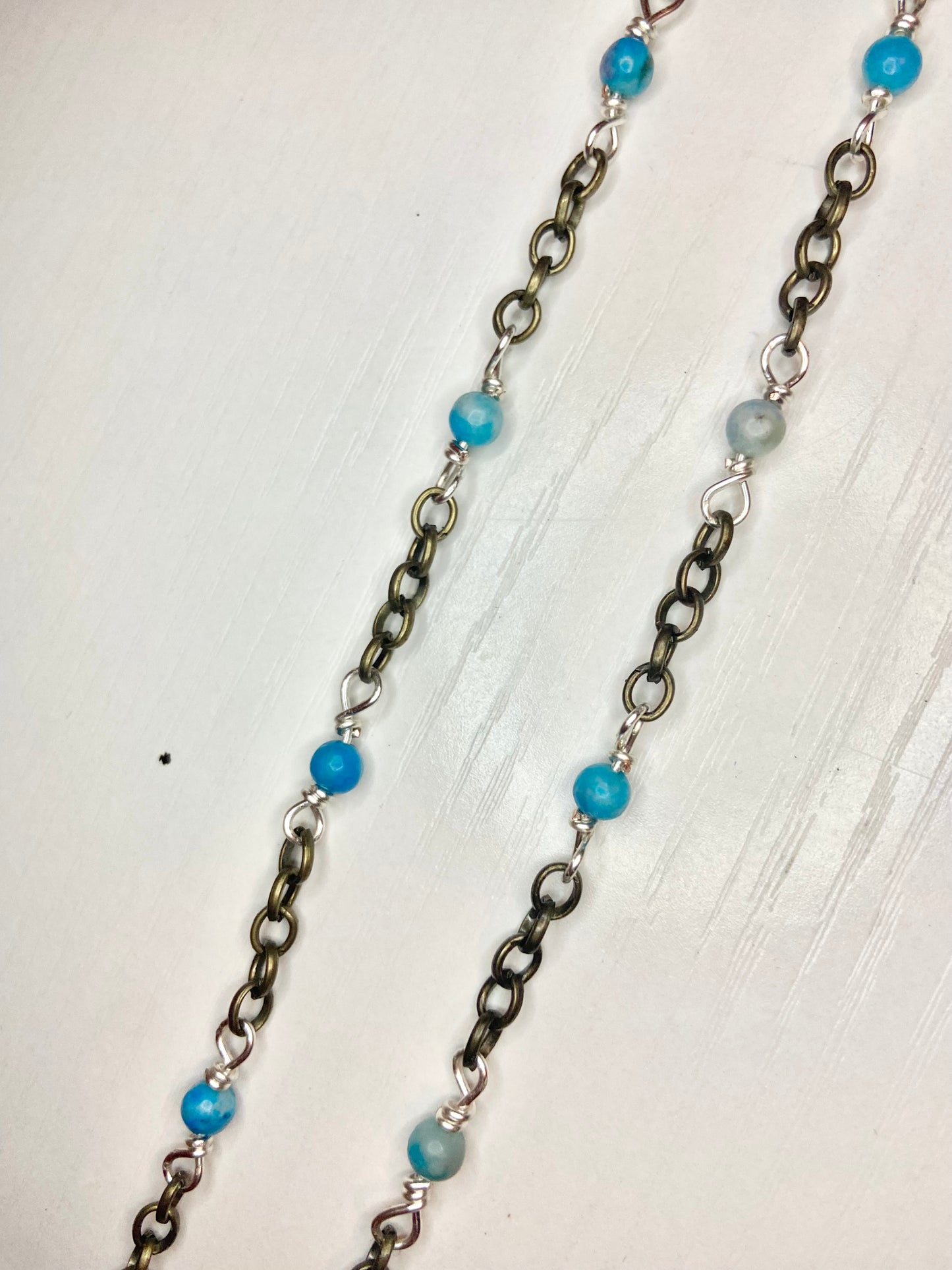 Matching Blue Lace Agate Anklet and Cat Collar