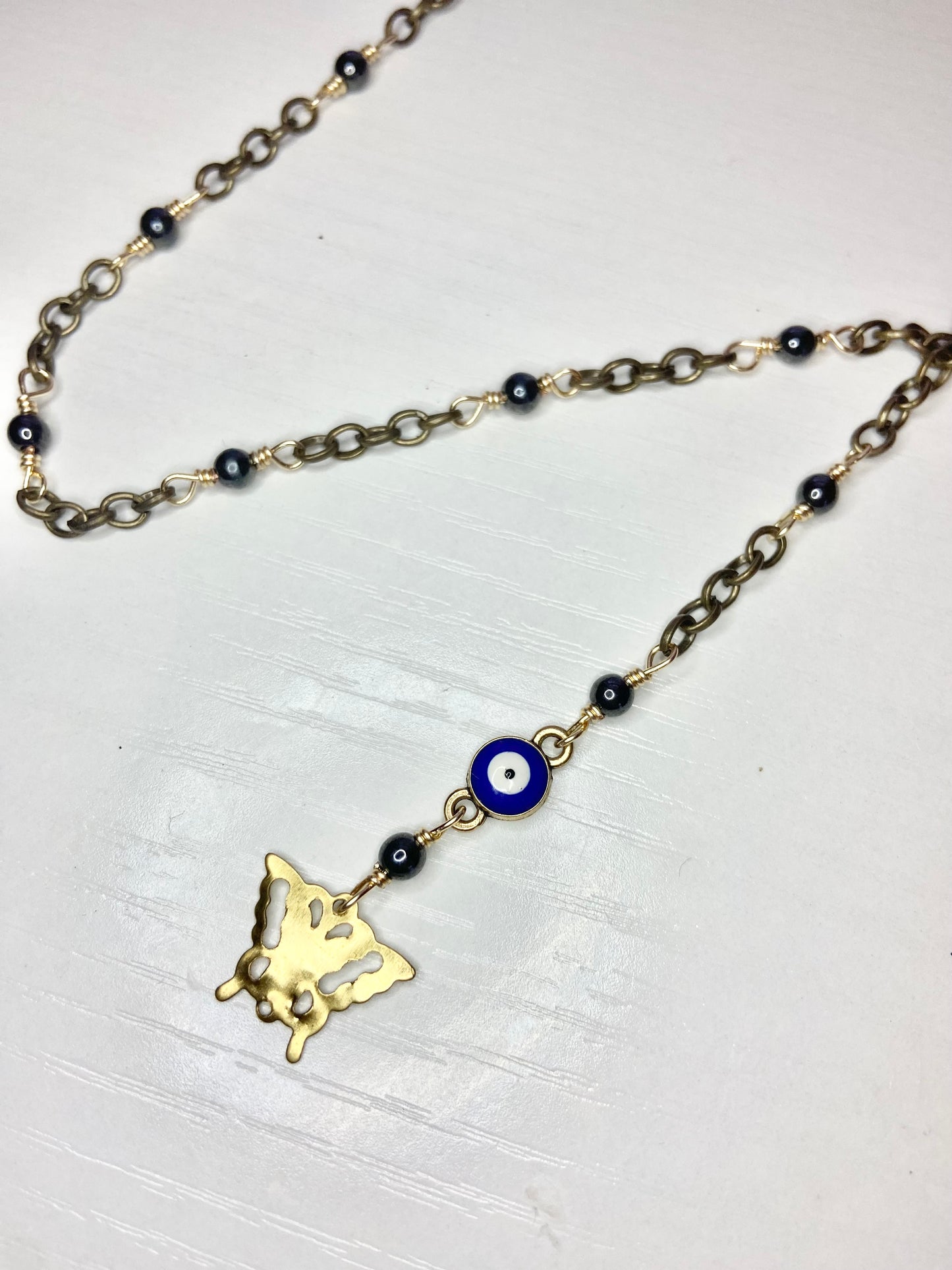 Hematite Evil Eye Lanyard