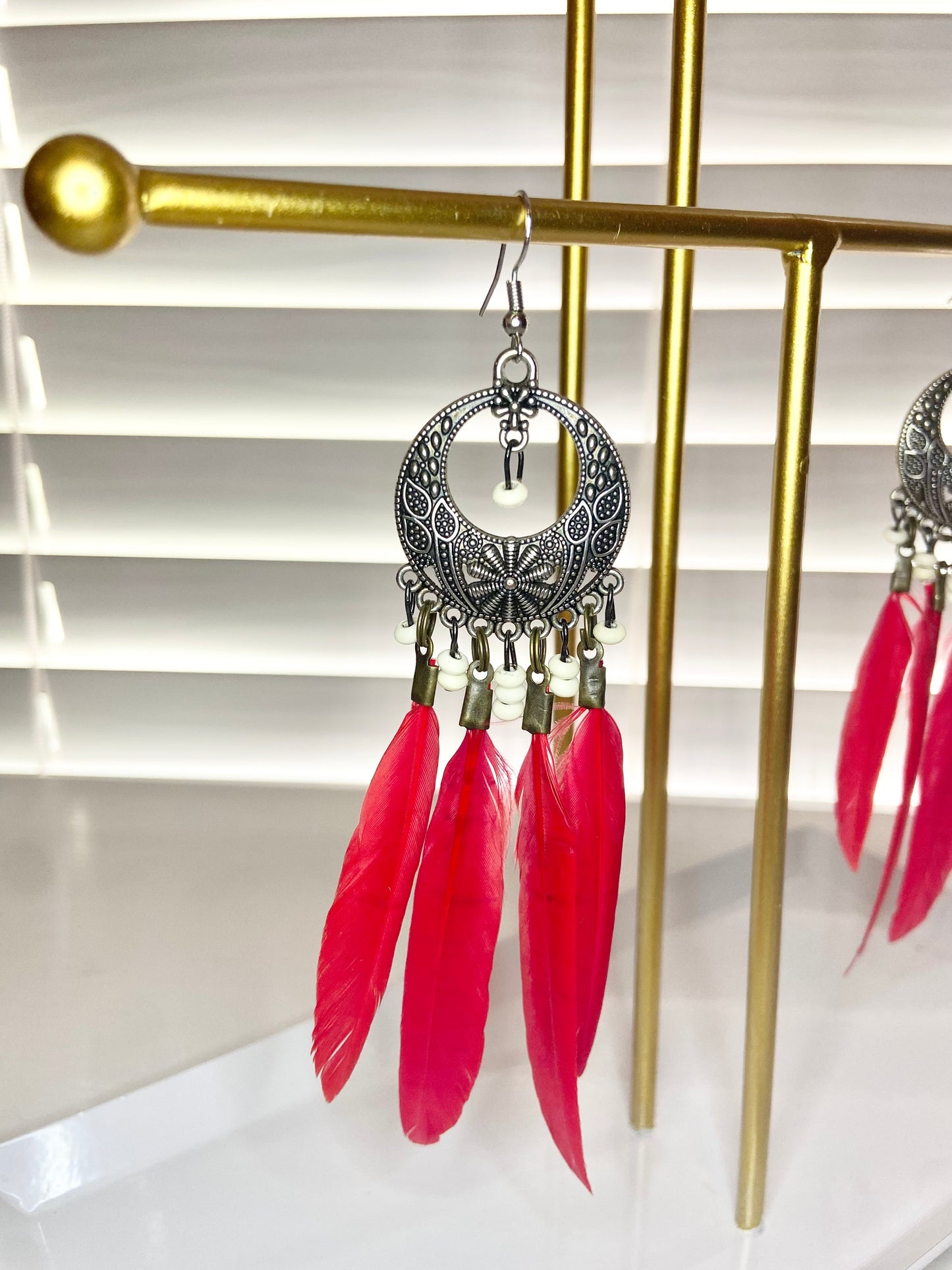 Red Boho Earrings