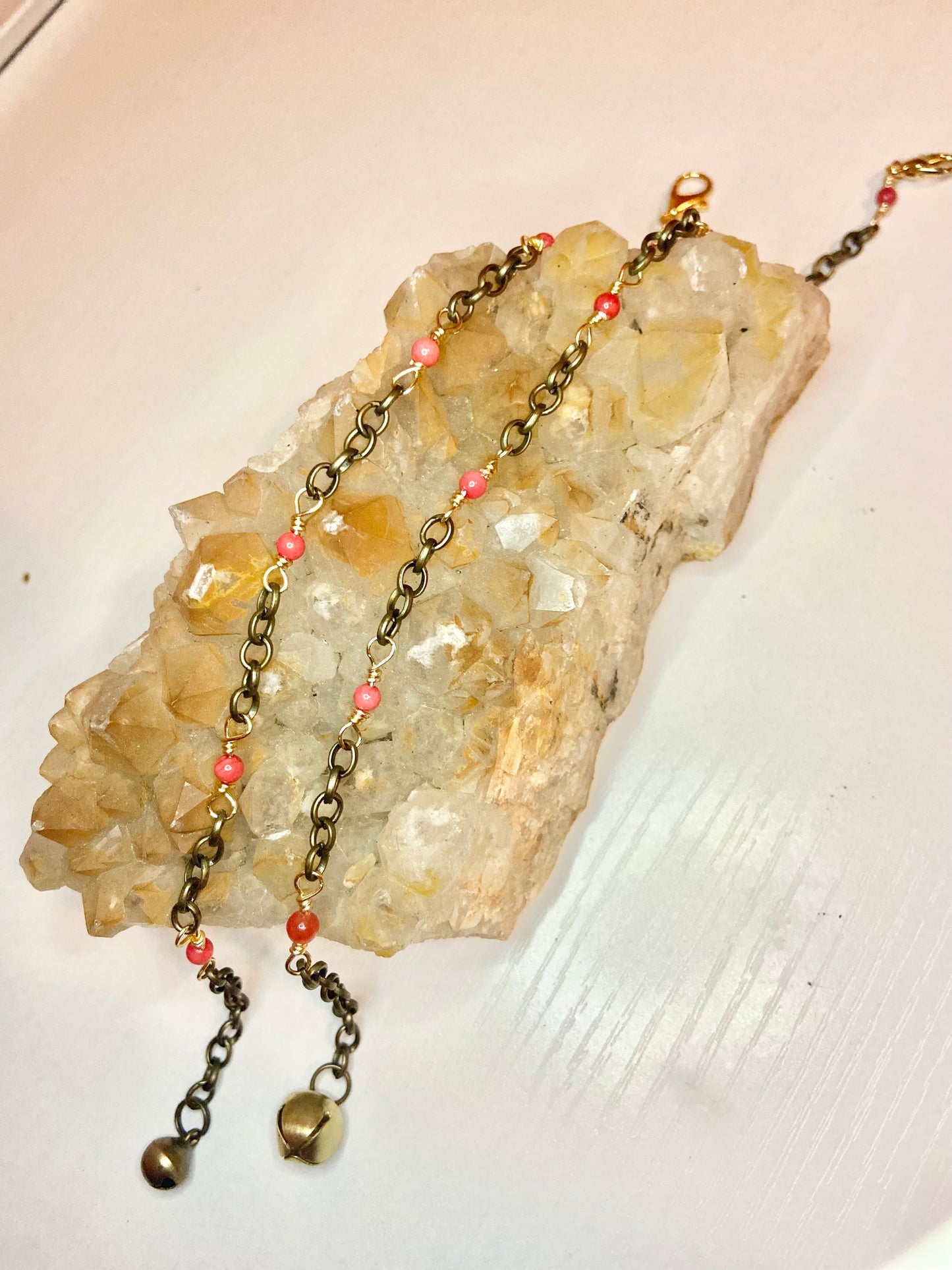 Matching Coral Anklet and Cat Collar