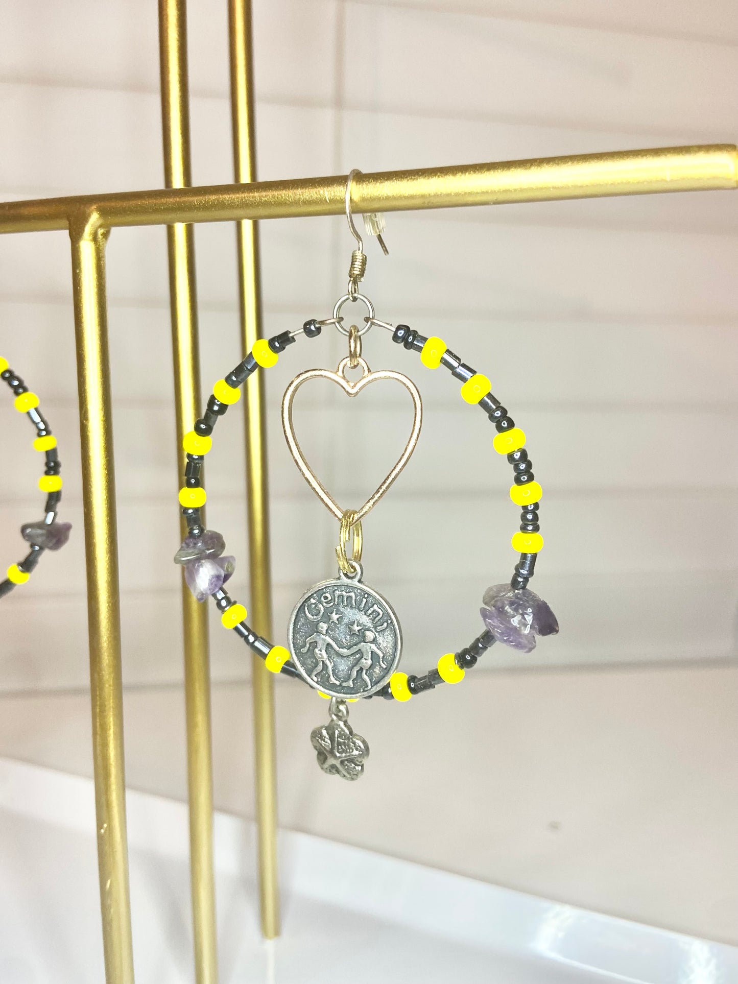 Yellow Amethyst Gemini Hoops
