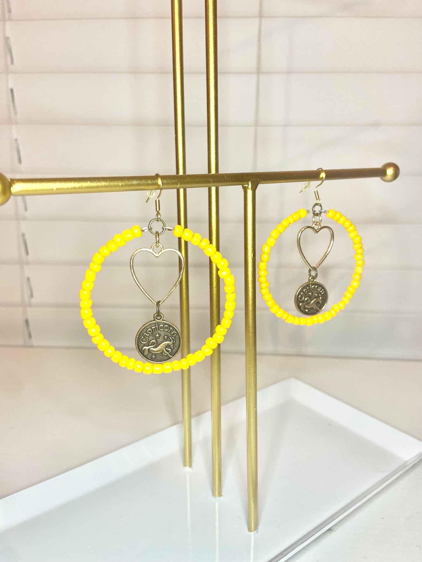 Light Orange Capricorn Hoop