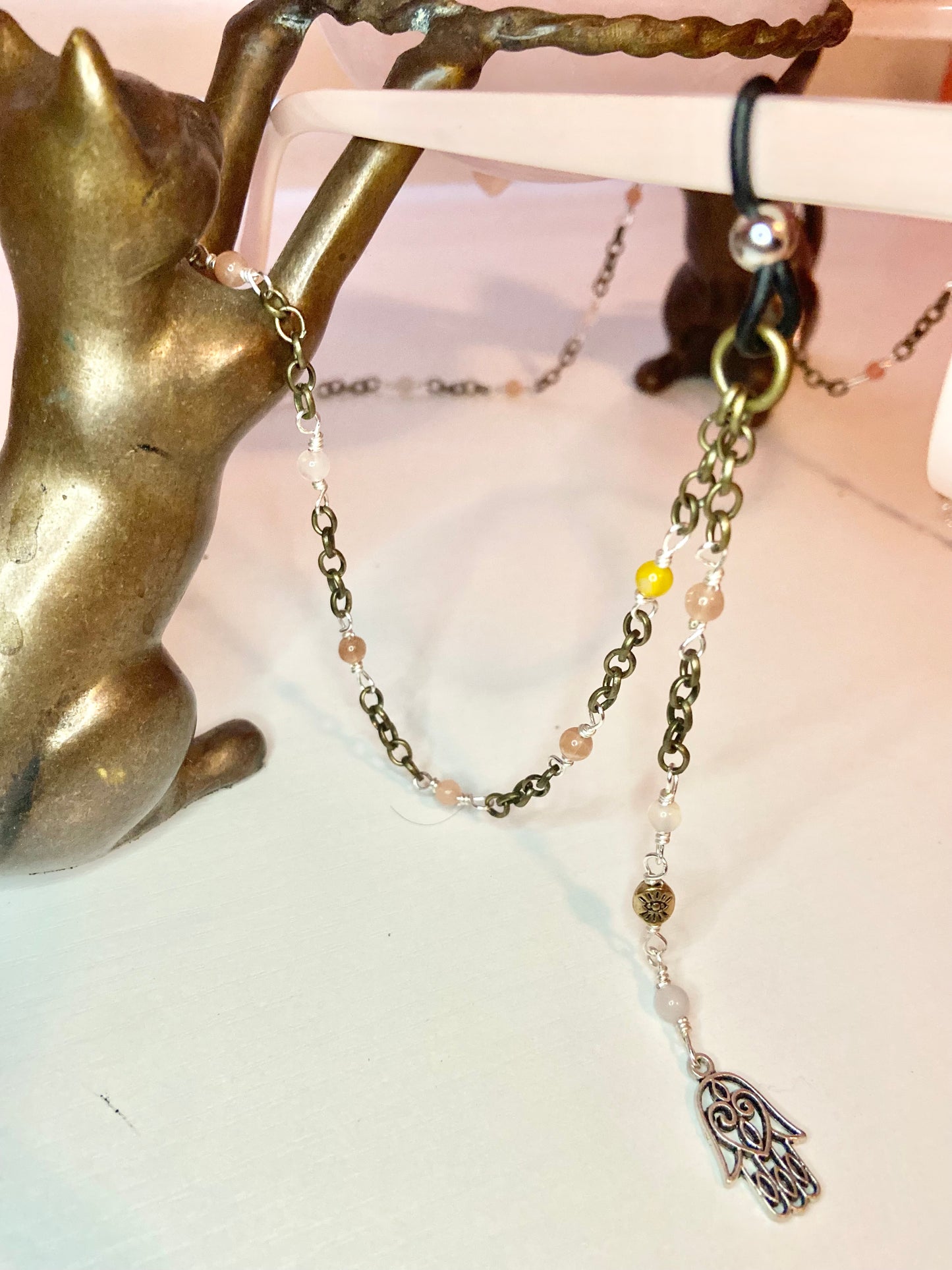 Rose Quartz Evil Eye Lanyard