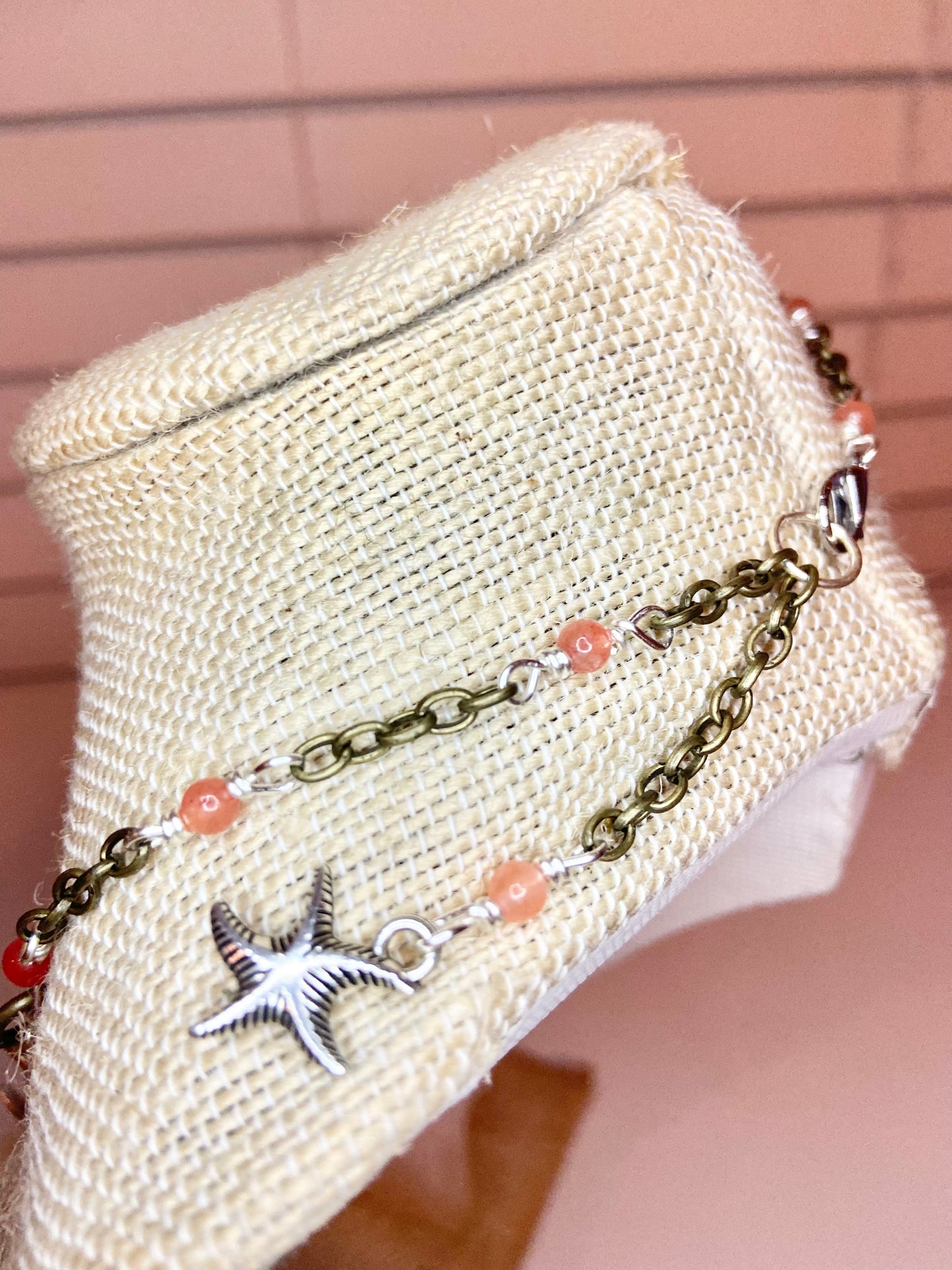 Rose Quartz and Silver Charm Choker